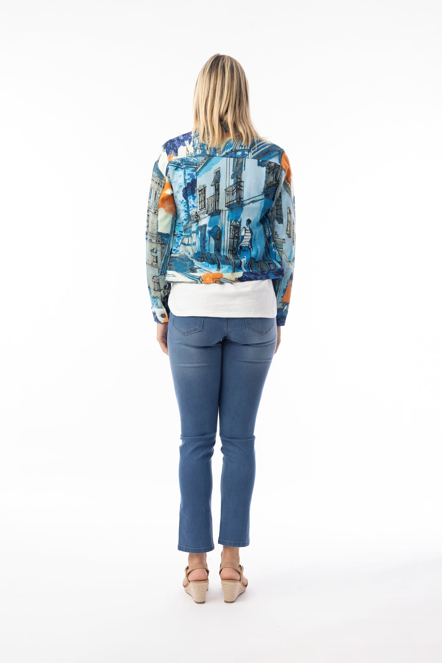 Printed Cotton Ponte Jacket