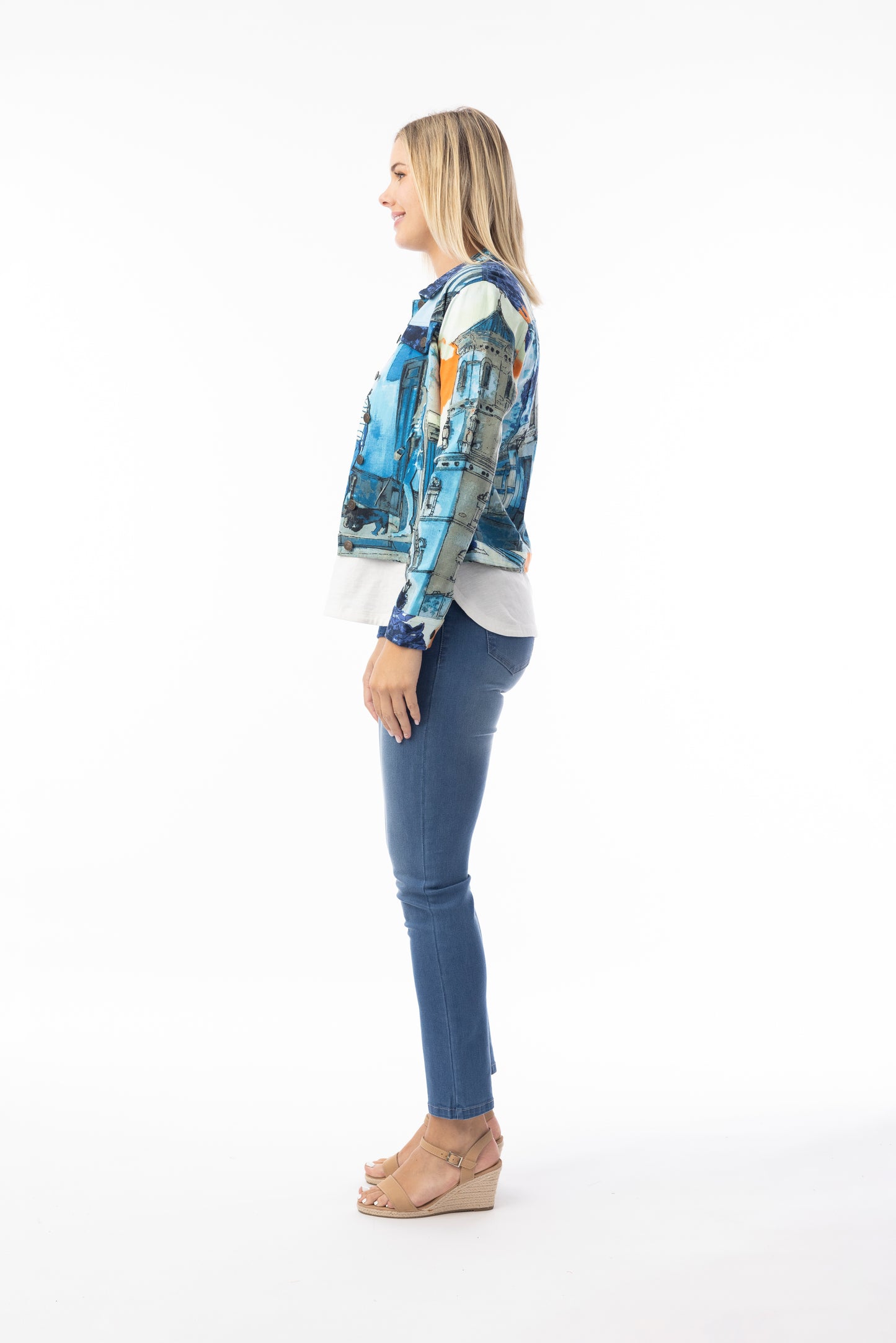 Printed Cotton Ponte Jacket
