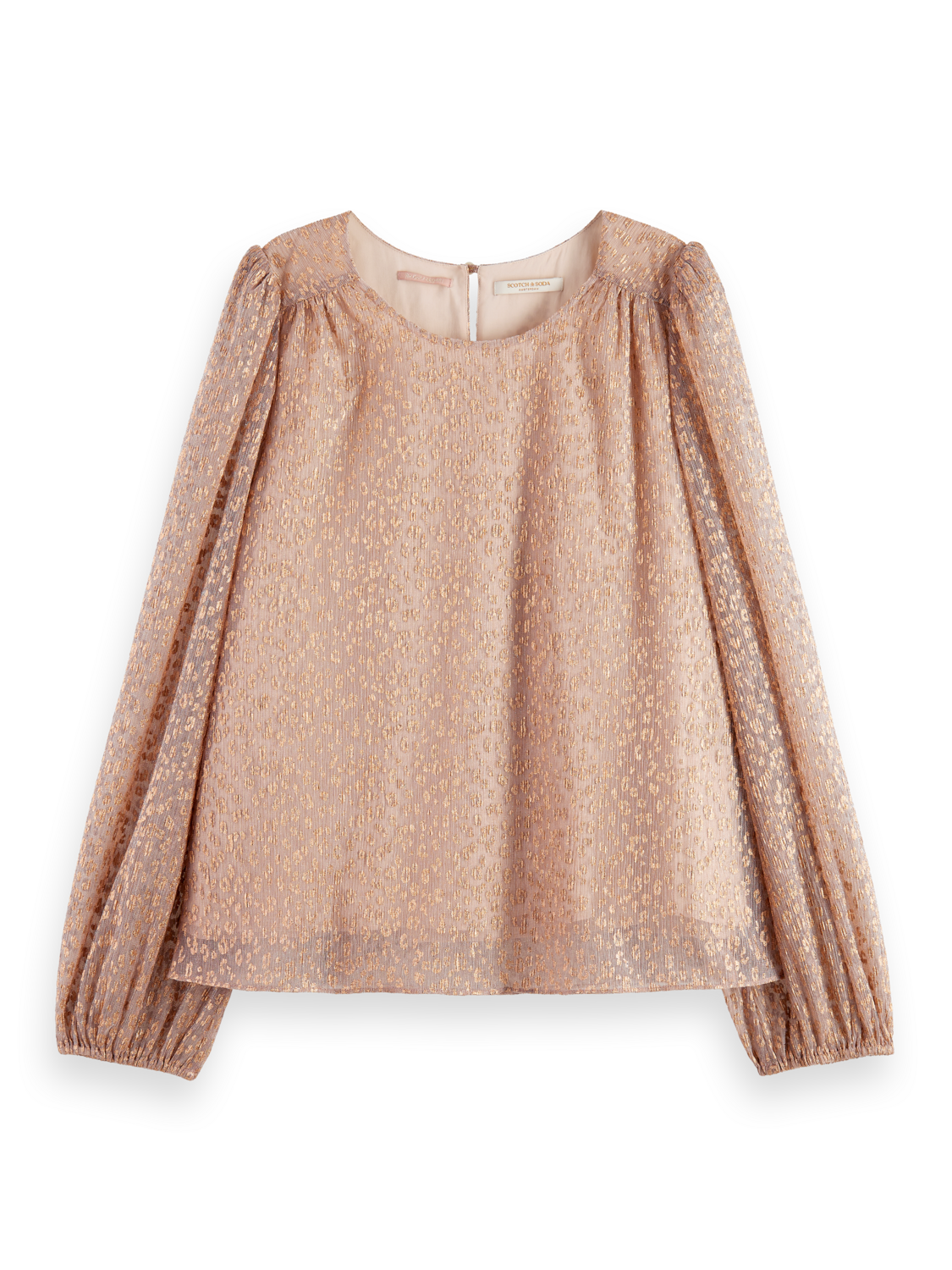 Metallic Balloon Sleeve Blouse