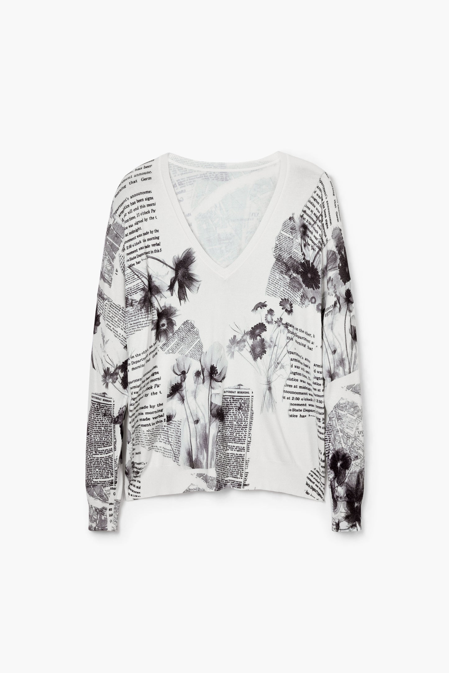Knitted Sweater with Text Print