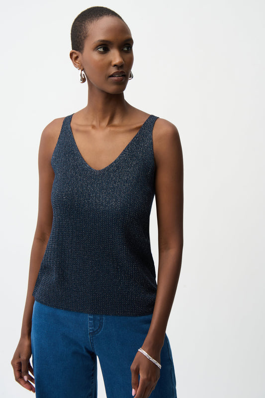 Metallic Knitted Camisole with Rhinestones