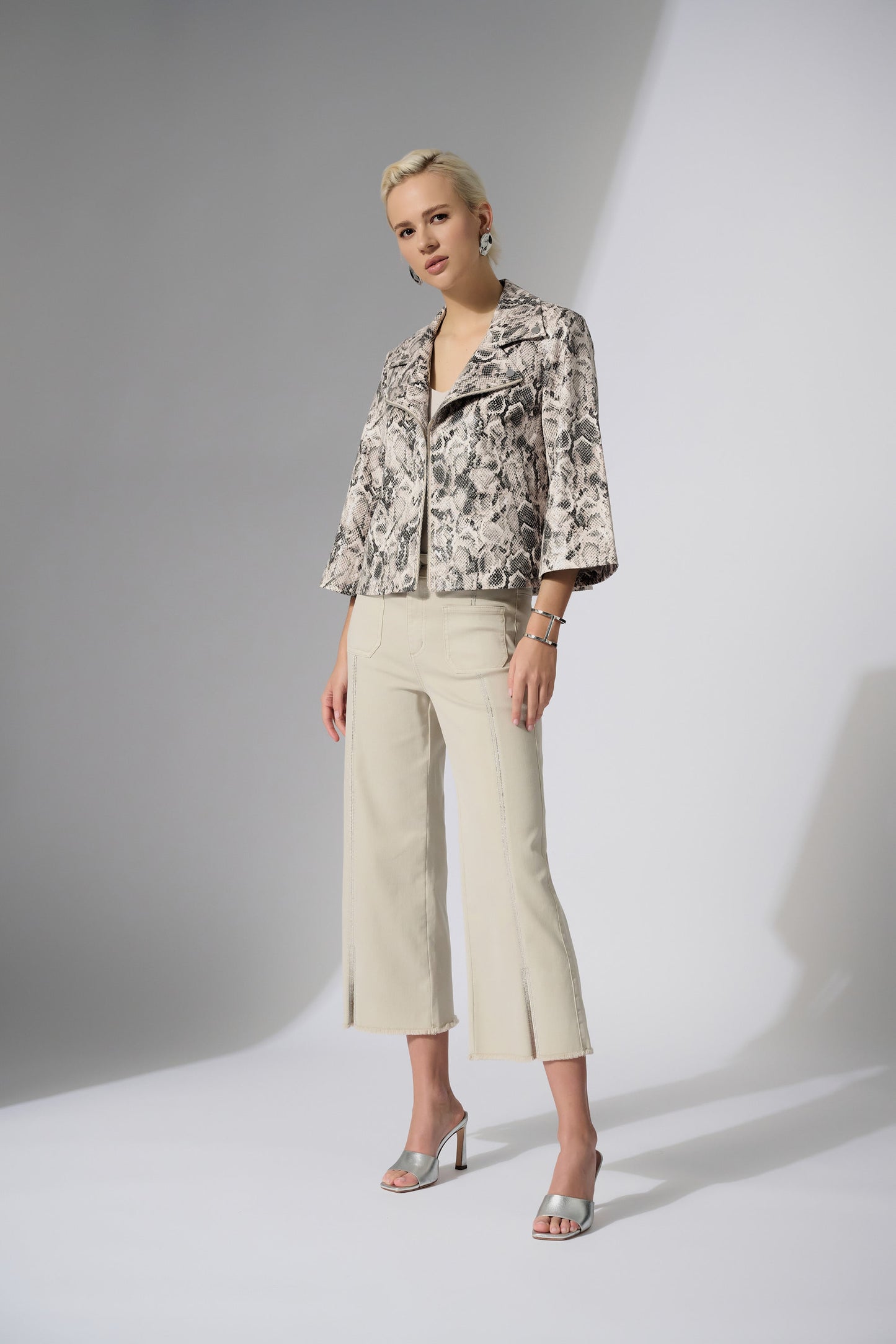 Silky Knit Python Print Swing Jacket