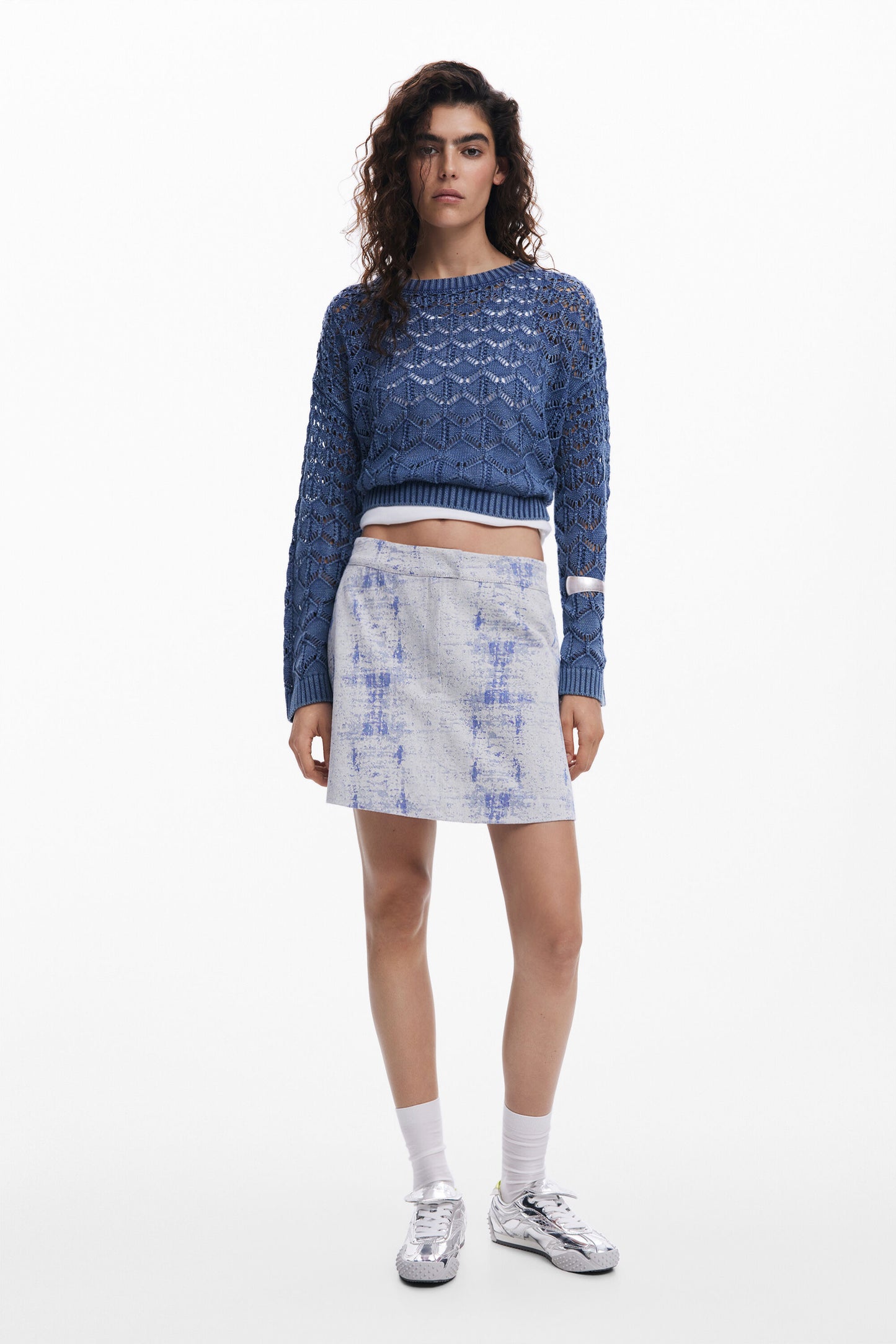 Cropped Openwork Sweater