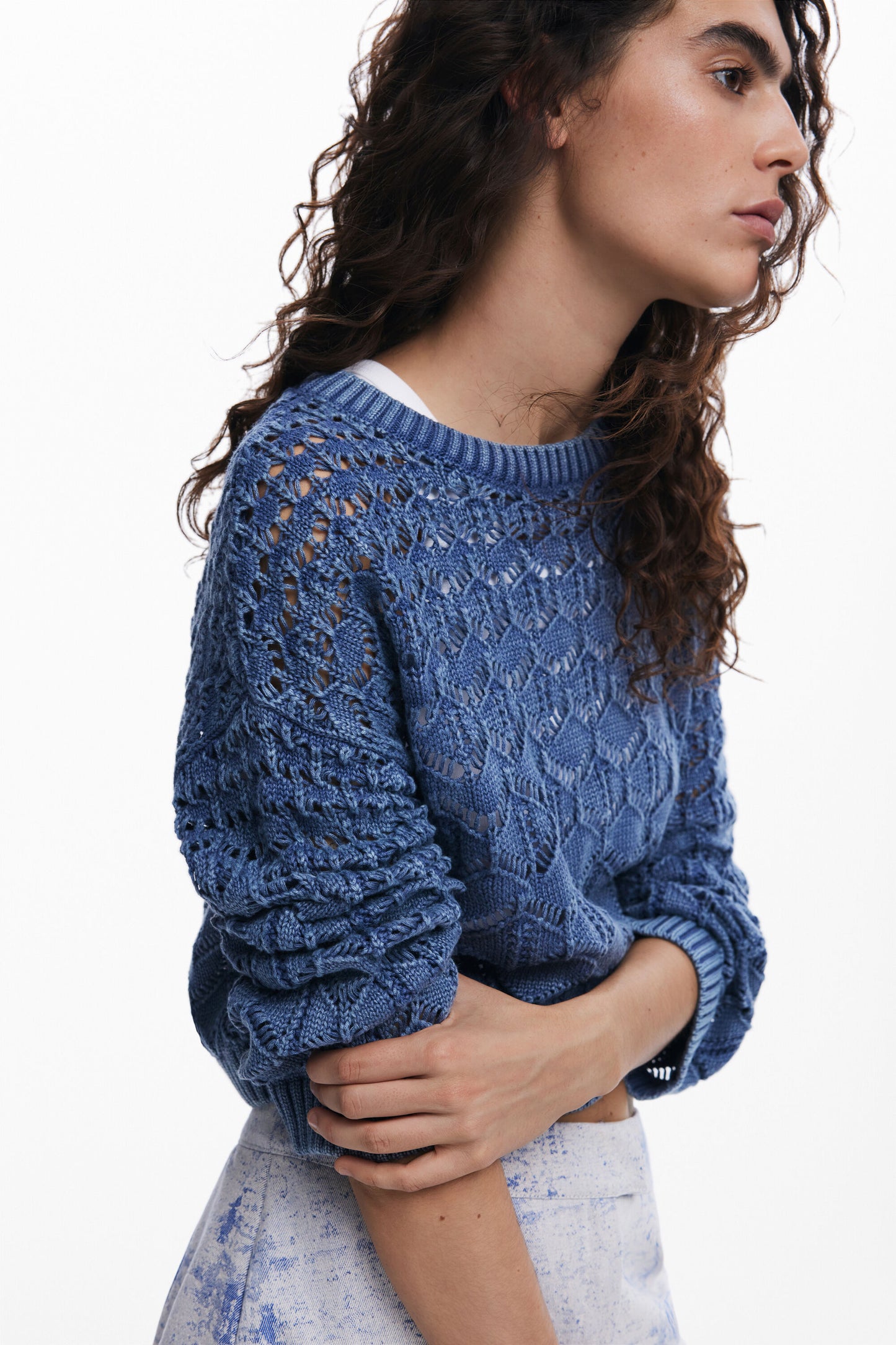 Cropped Openwork Sweater