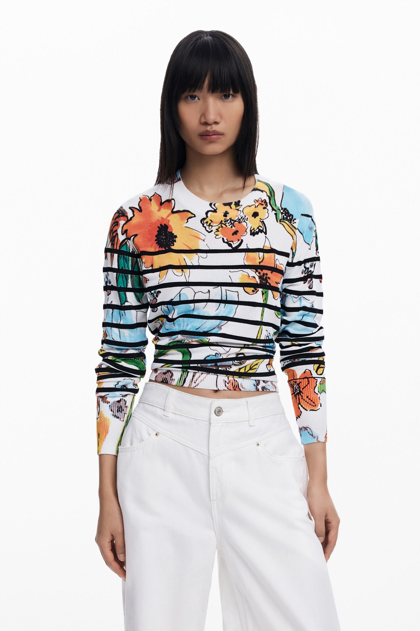 Striped Floral Sweater