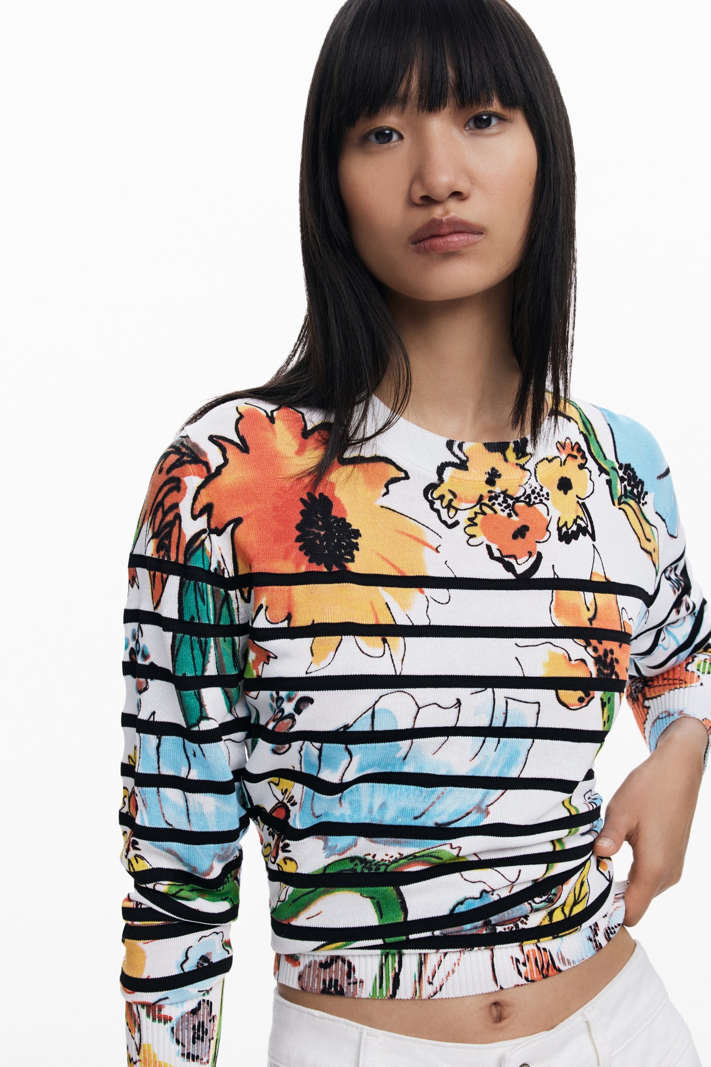 Striped Floral Sweater
