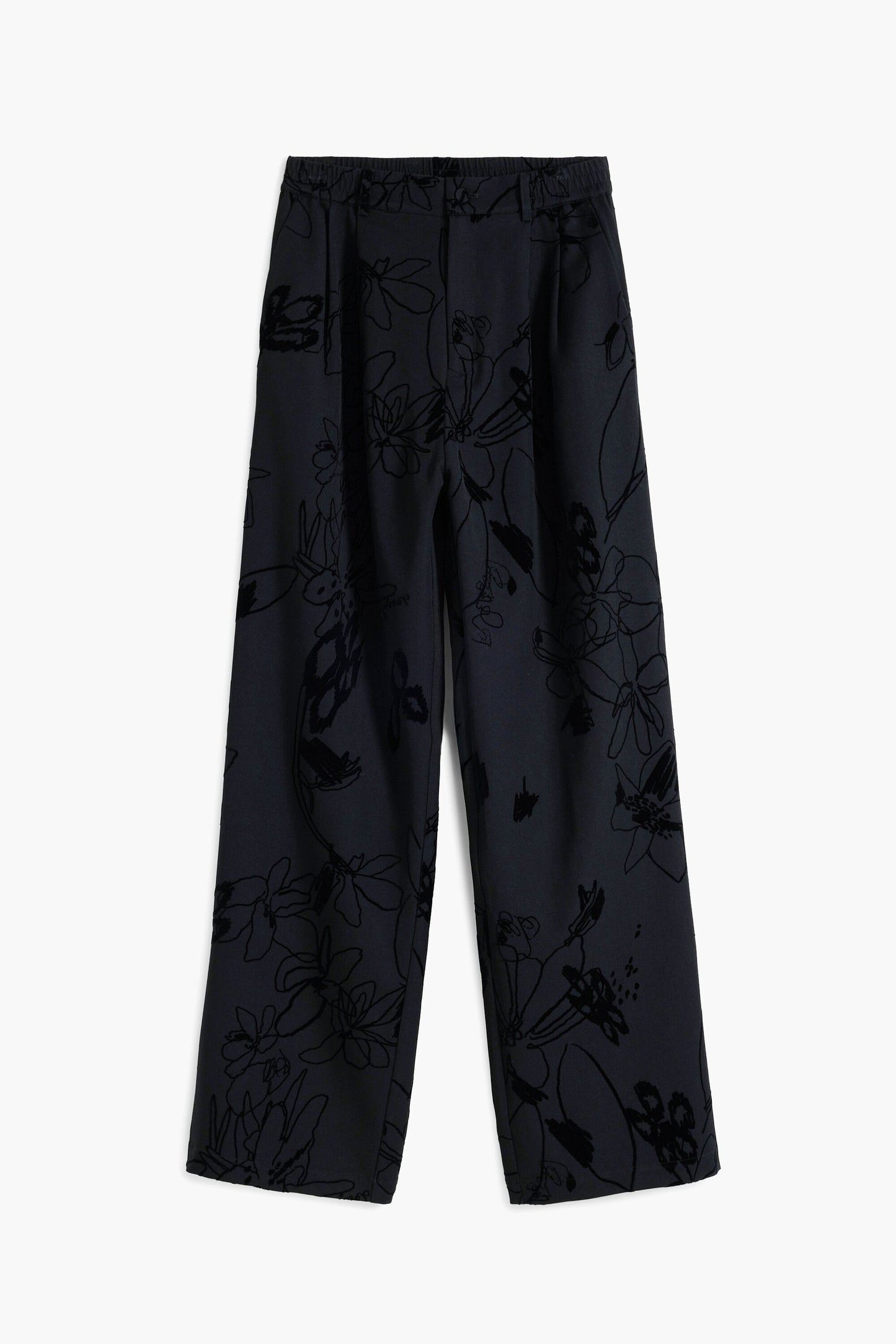 Flocked Floral Pants