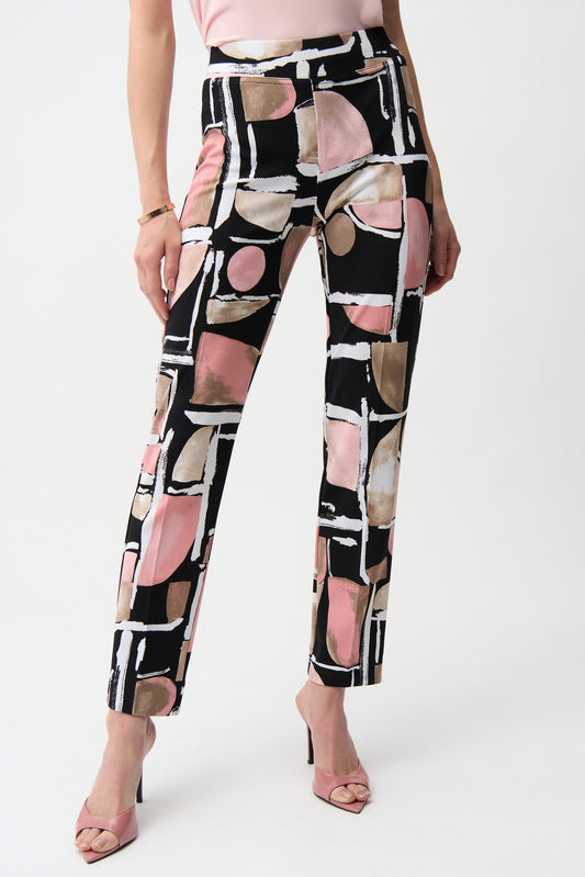 Silky Knit Abstract Print Straight Pull-On Pants