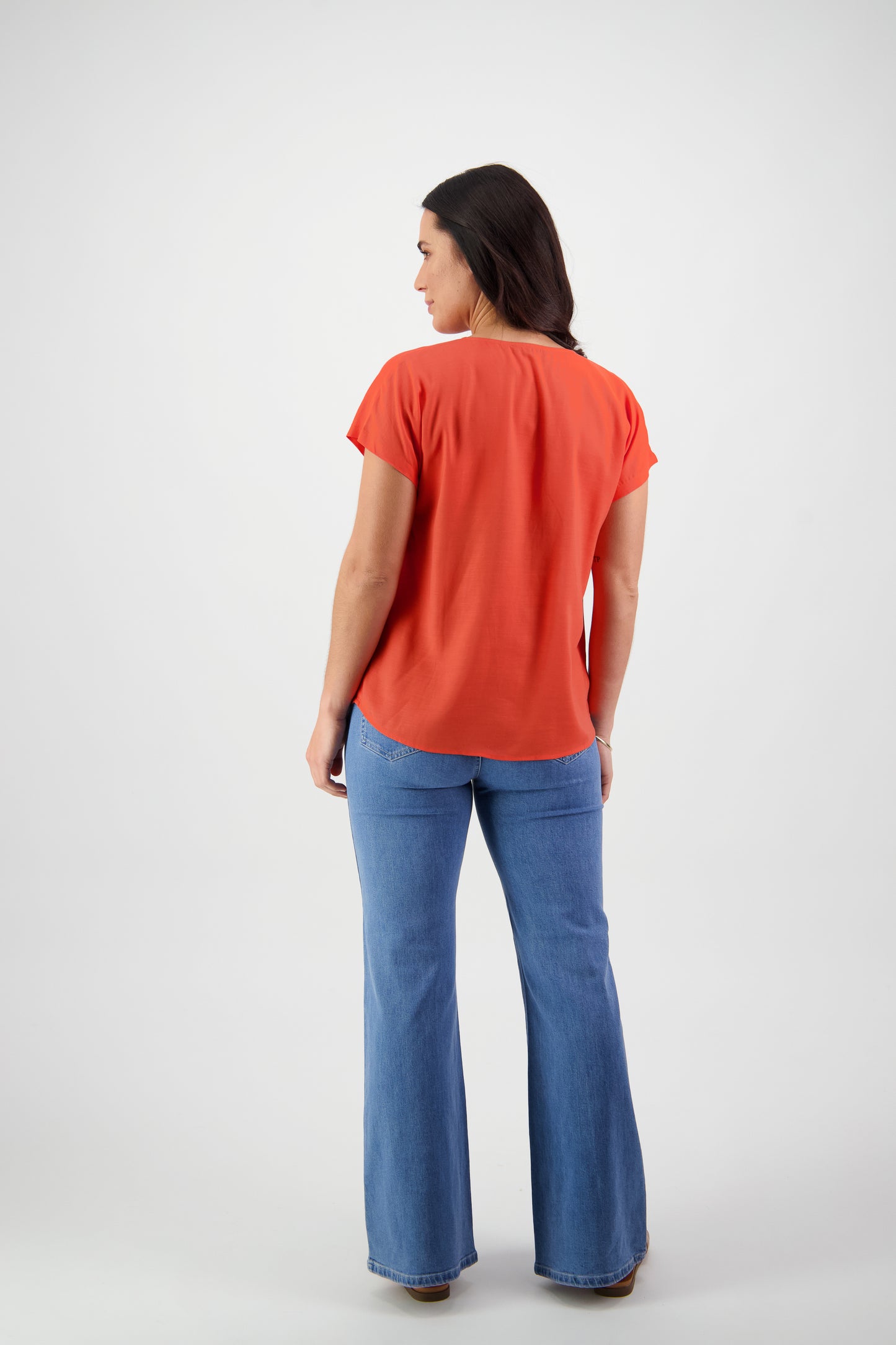 Tangelo V Neck Drop Shoulder Top