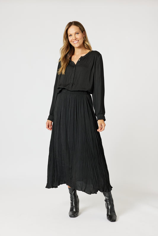 Black Luxe Crushed Skirt