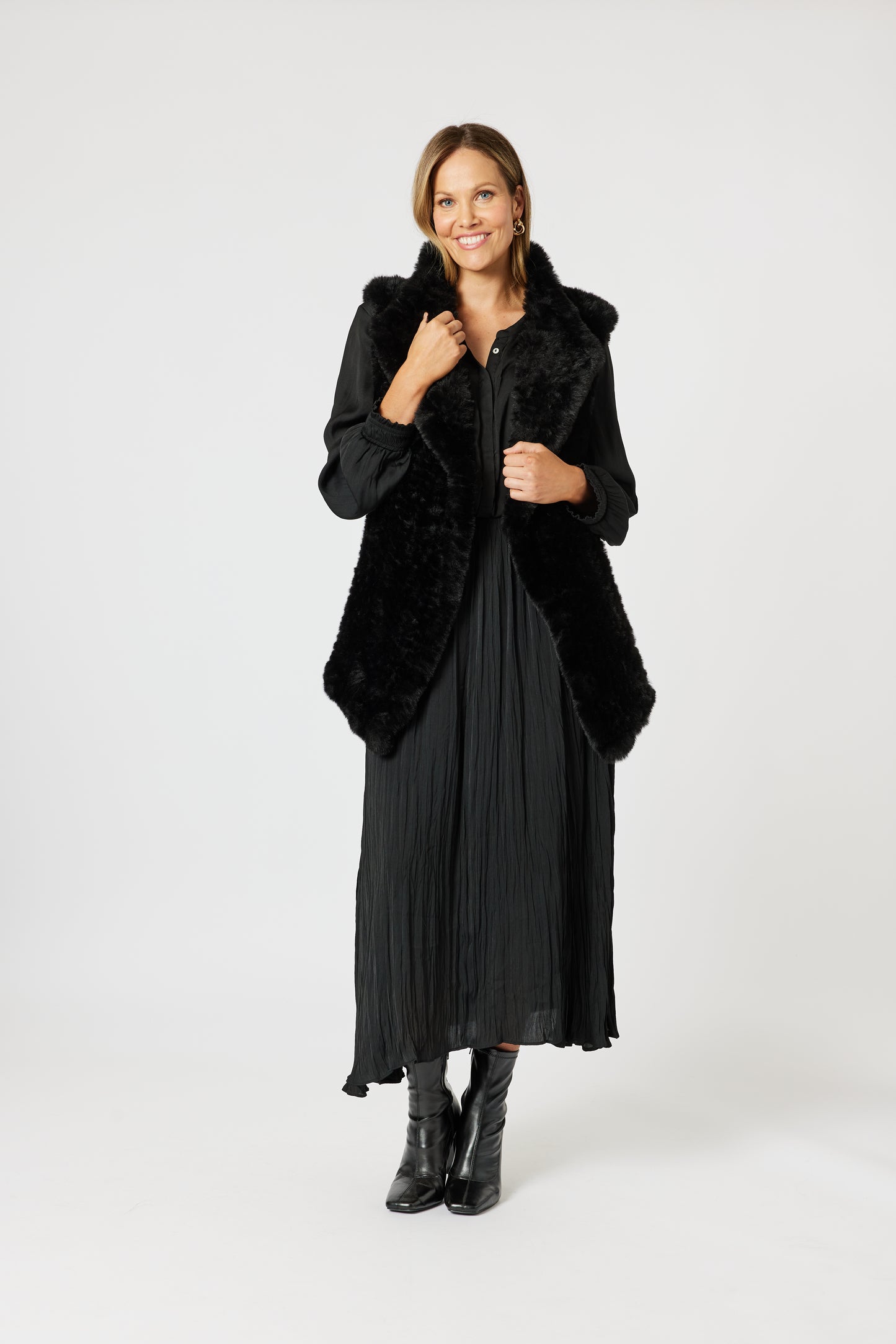 Black Luxe Crushed Skirt