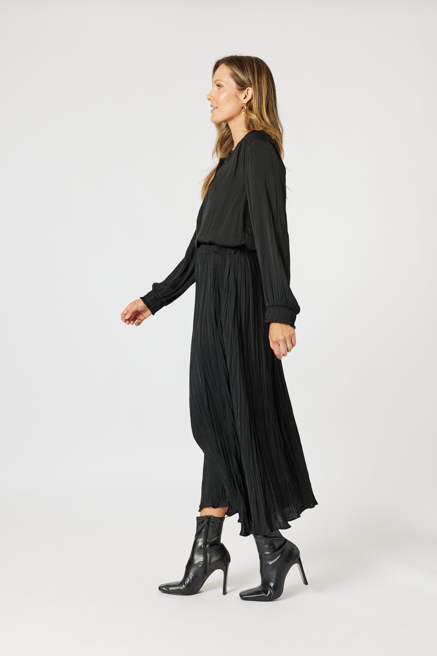 Black Luxe Crushed Skirt