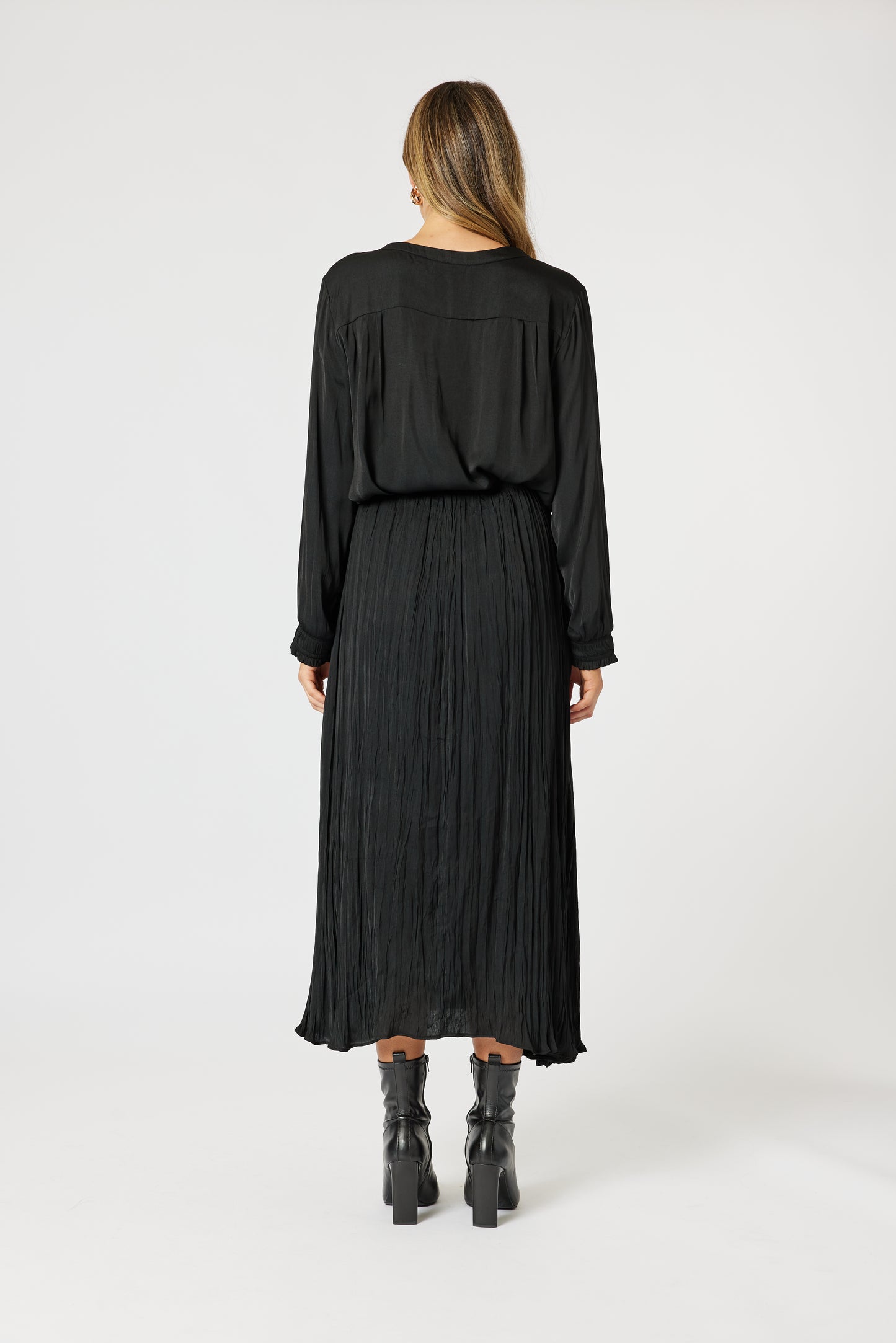 Black Luxe Crushed Skirt