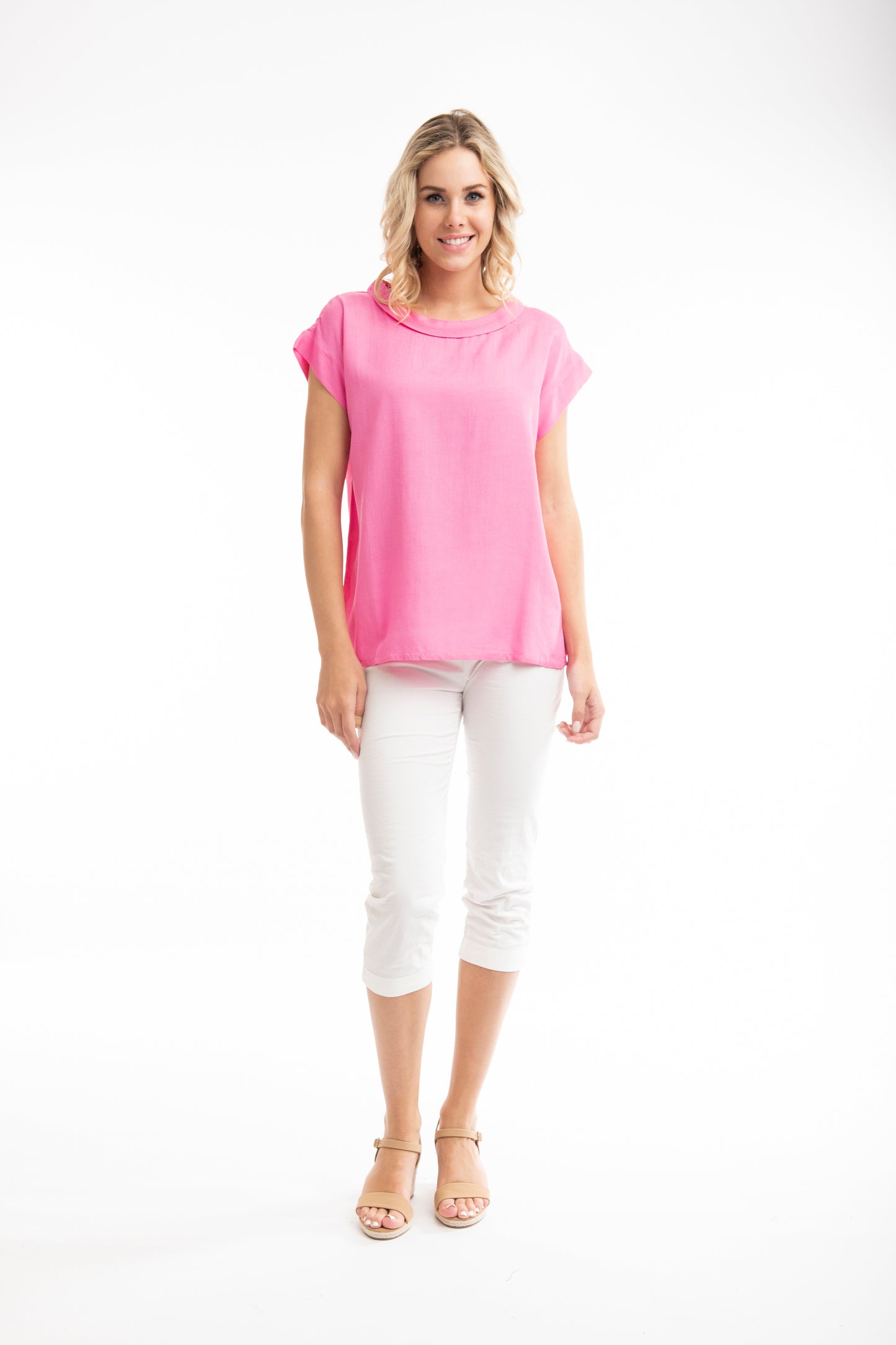 Essentials Rose Folded Neckline Top