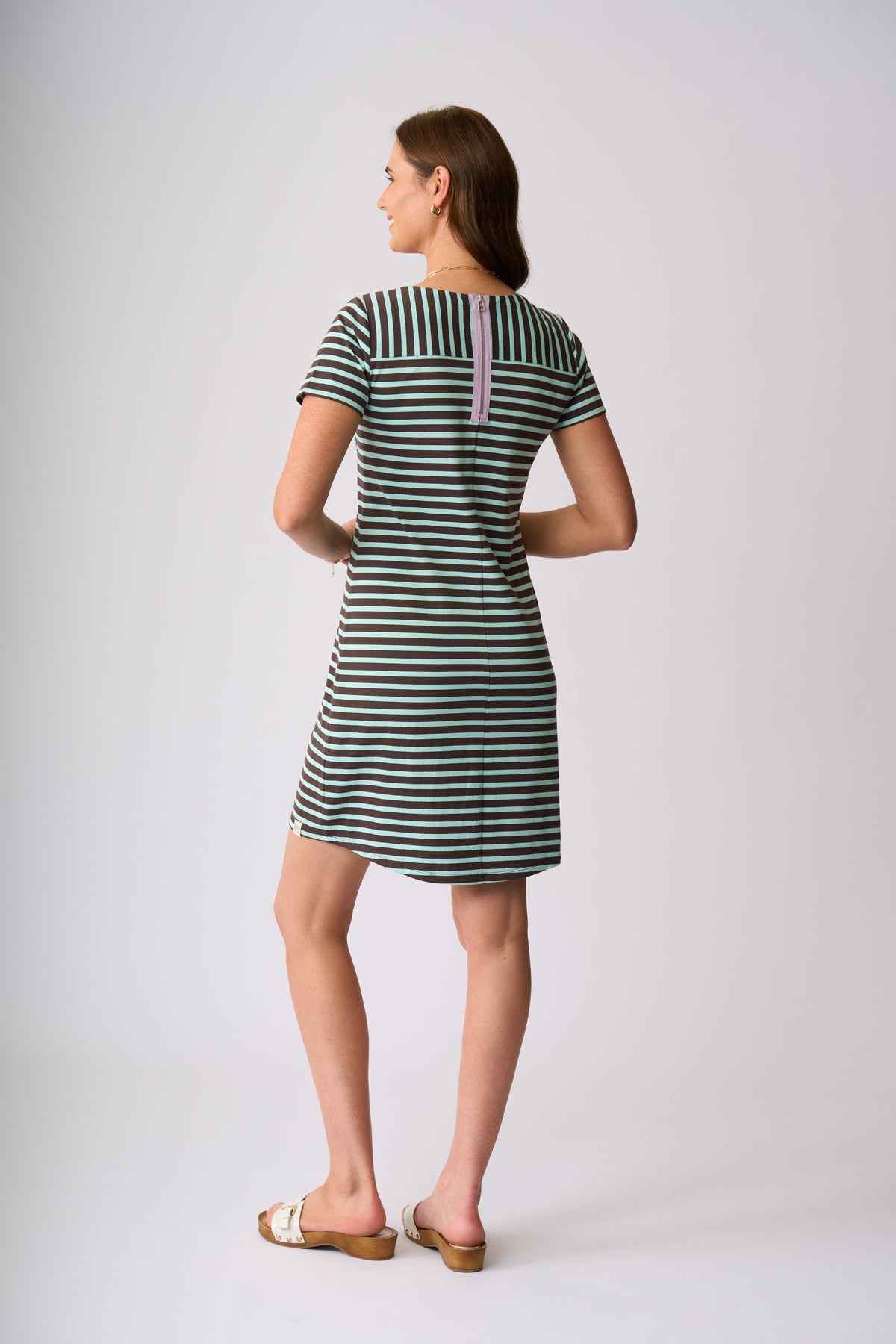 Milford Dress - Chocolate & Seabreeze Stripe