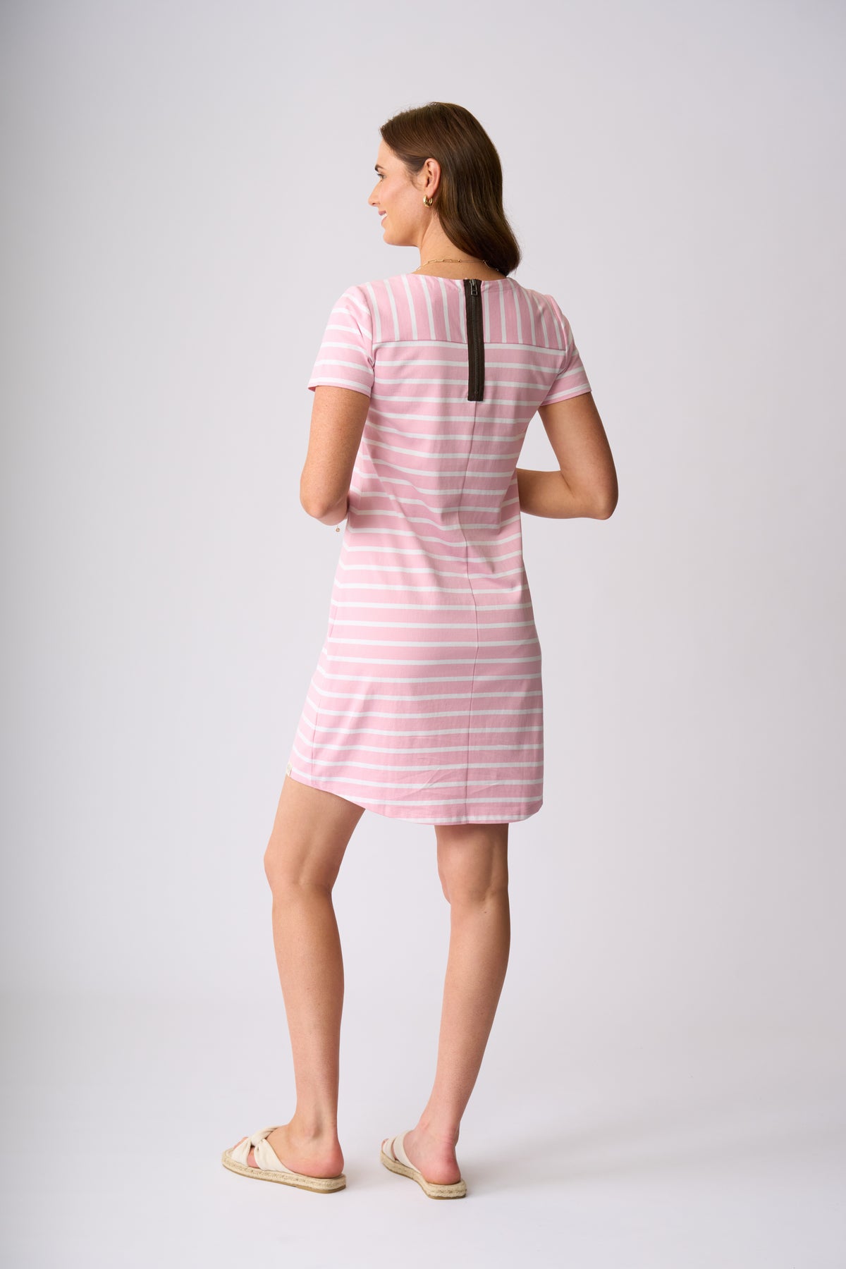 Milford Dress - Rose & White Stripe