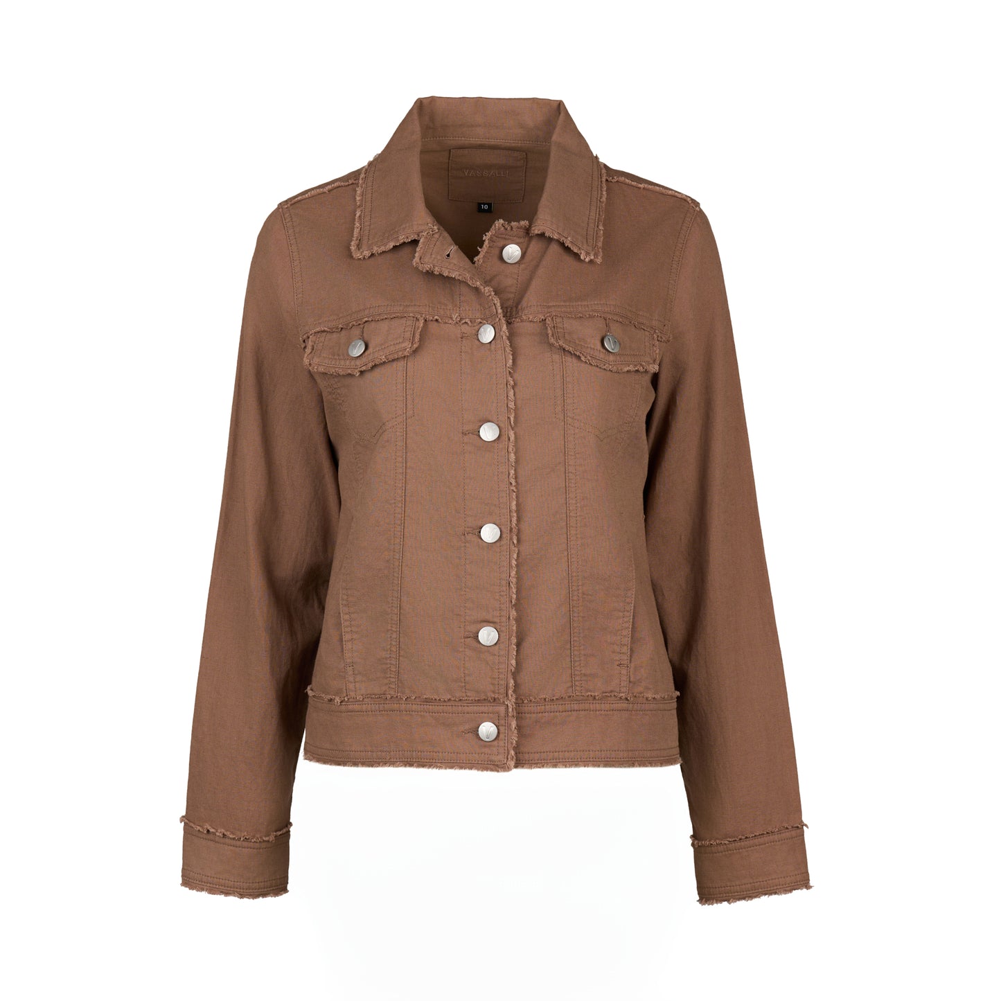 Pecan Linen Jacket with Frayed Seams