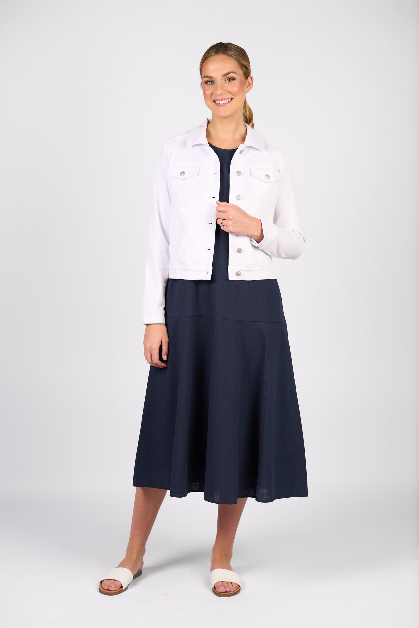White Denim Jacket with Contrast Panels