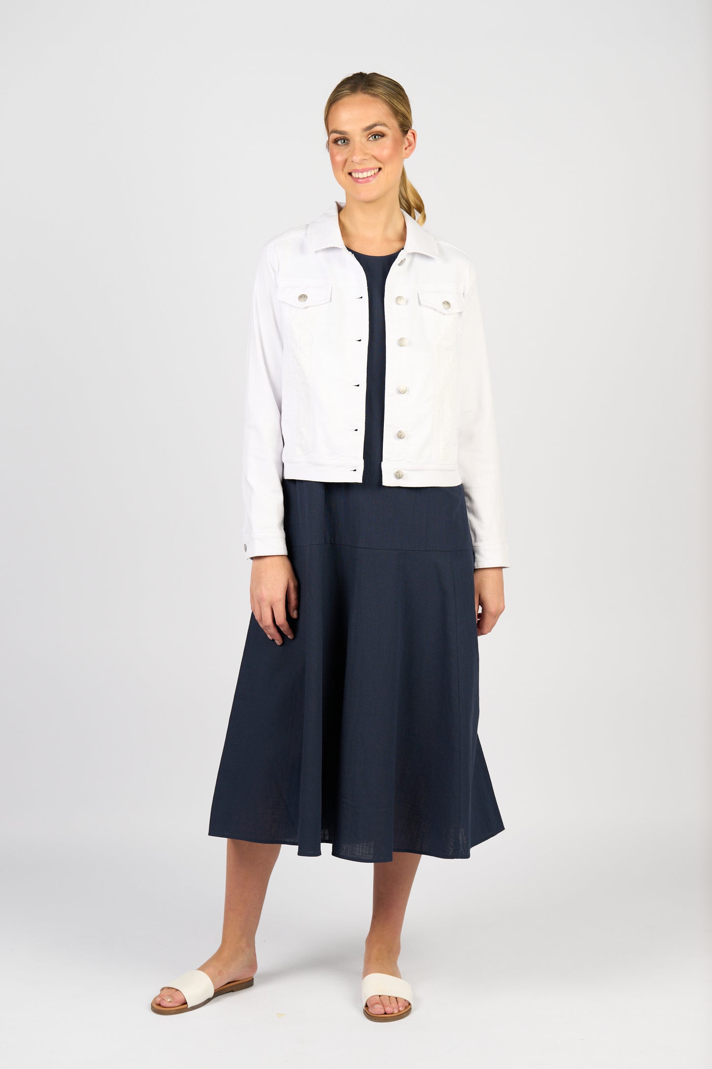 White Denim Jacket with Contrast Panels