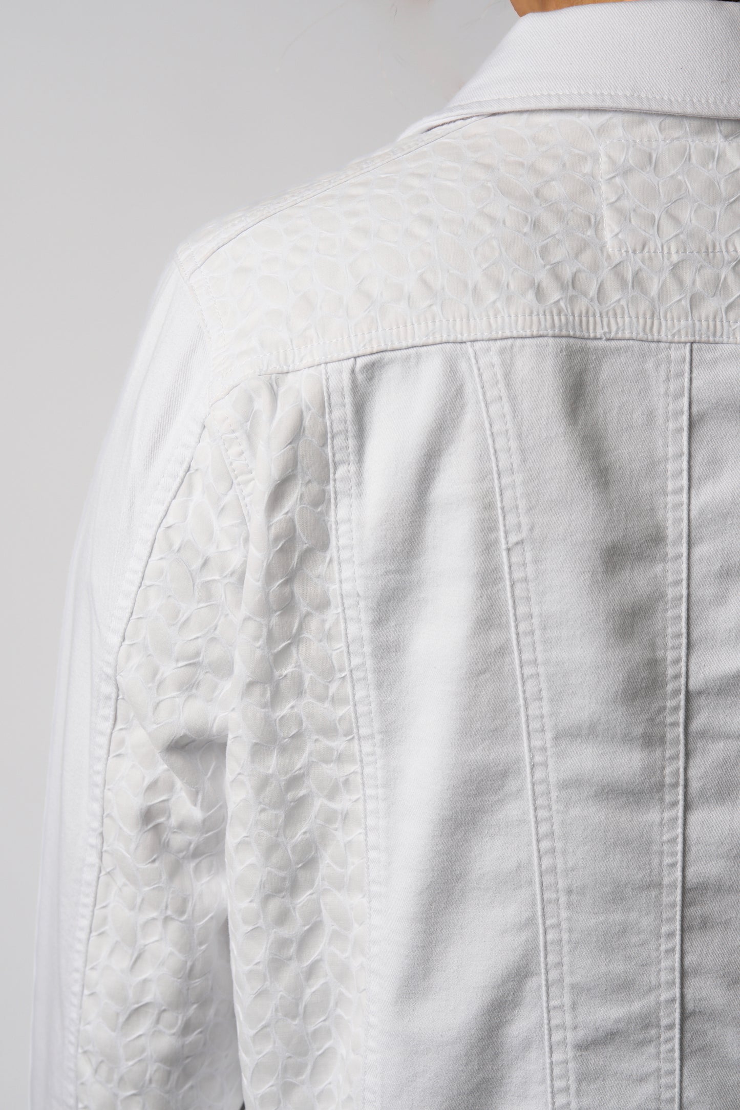 White Denim Jacket with Contrast Panels