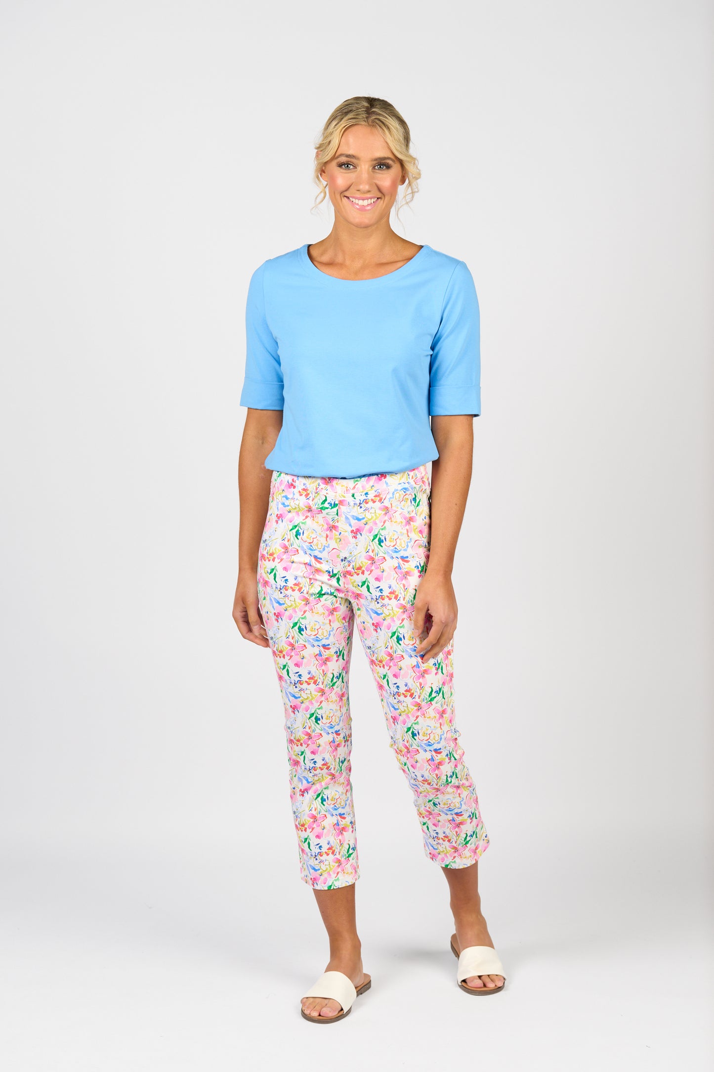 Porto Printed Slim Leg 7/8 Length Lightweight Pull-On