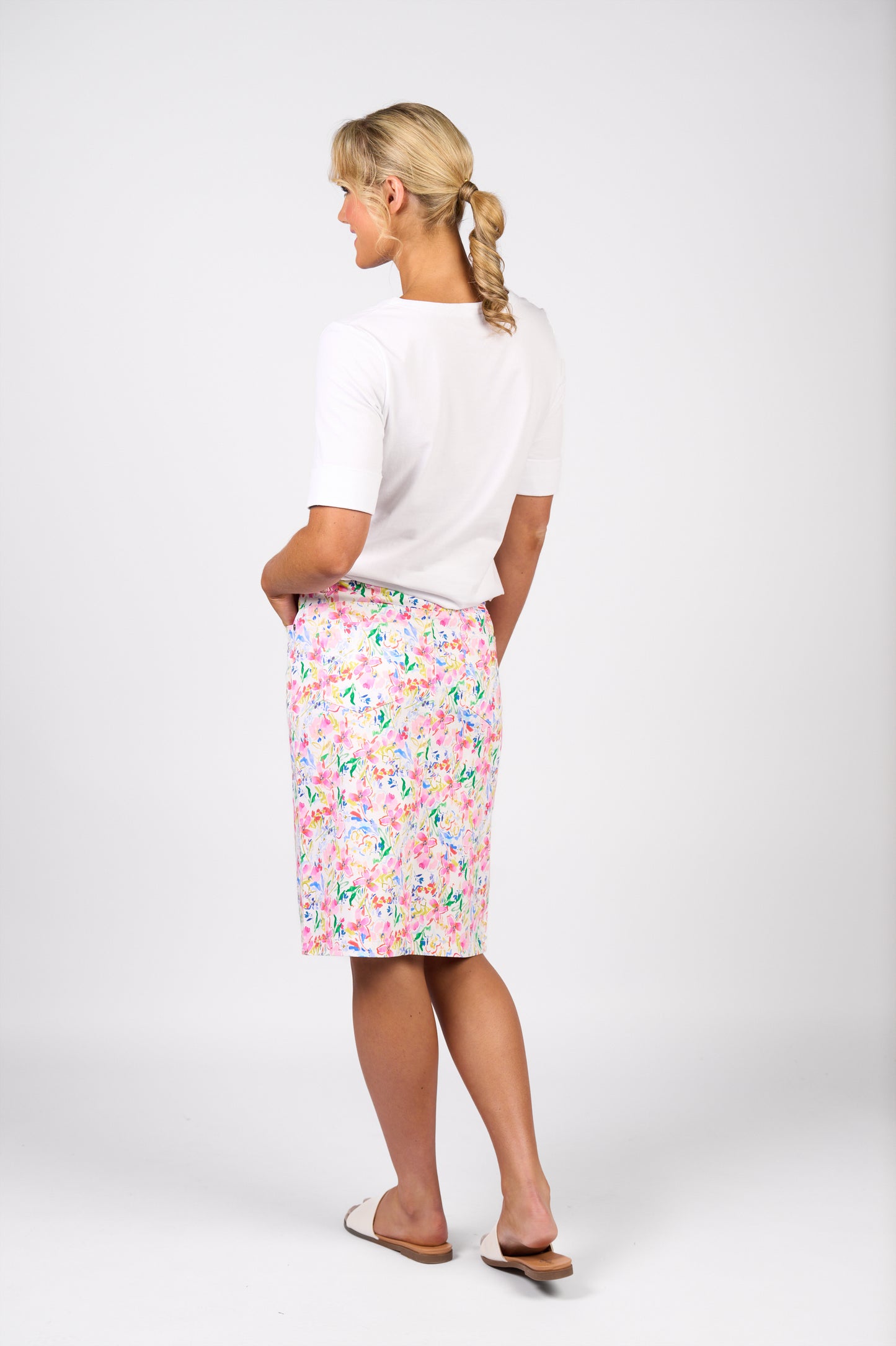 Porto Printed Lightweight Skirt with Centre Back Vent