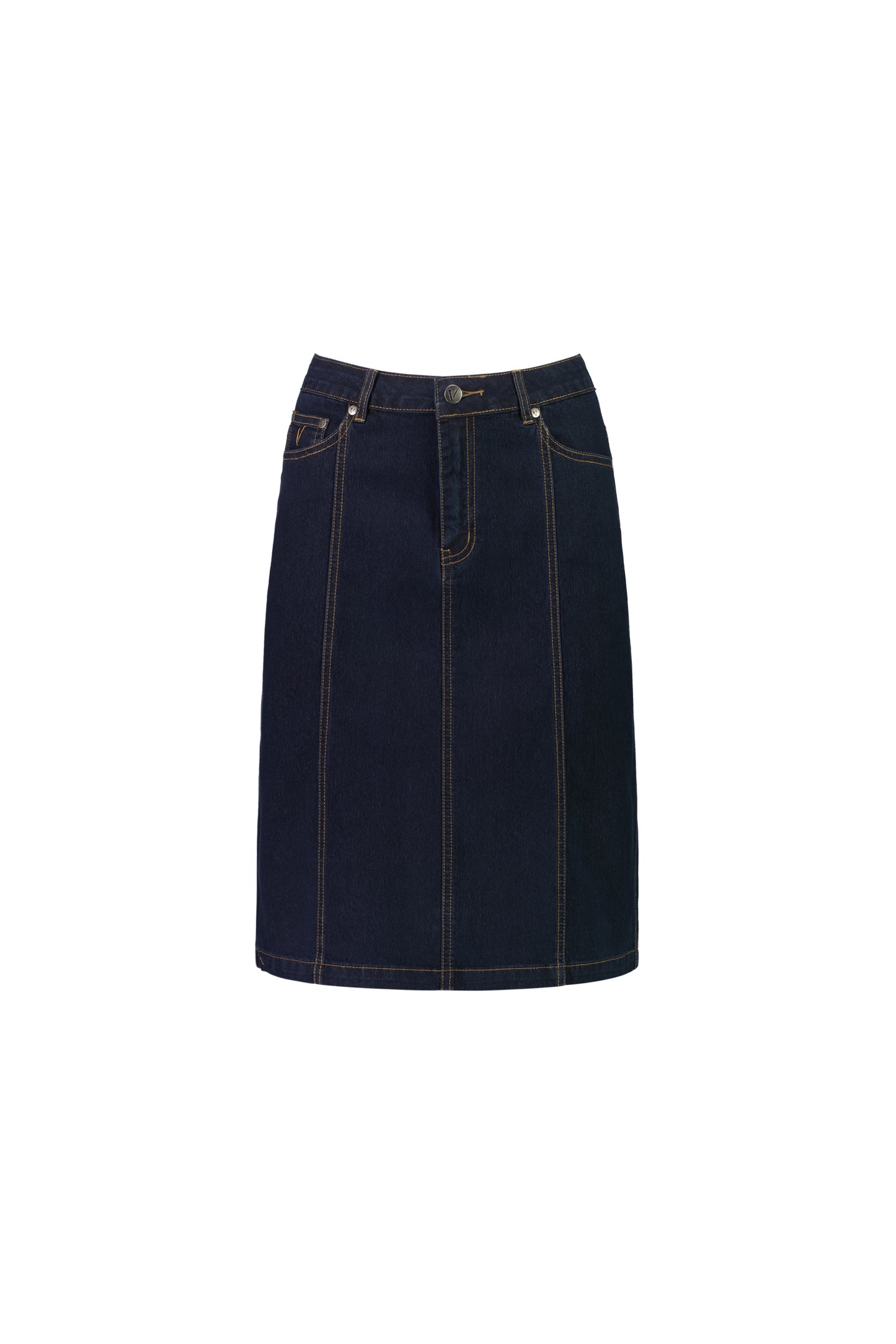 Indigo Denim Contrast Stitch Denim Skirt