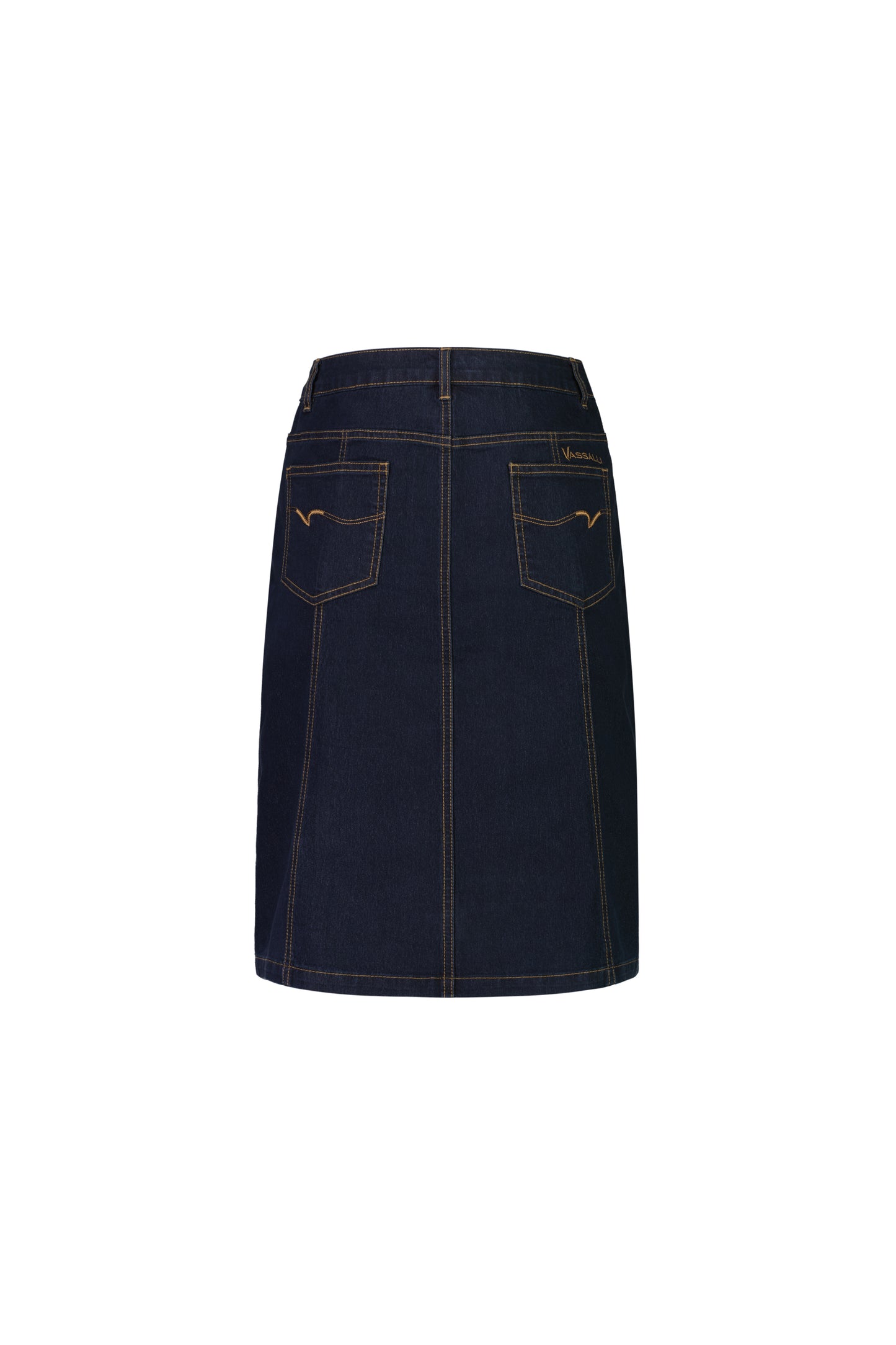 Indigo Denim Contrast Stitch Denim Skirt