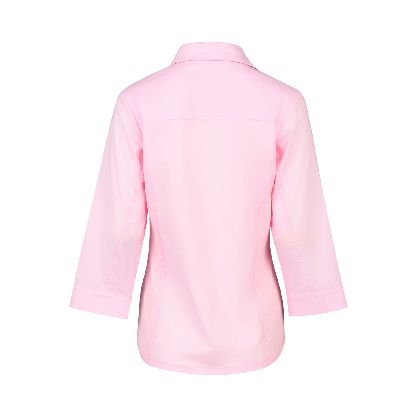 Soft Pink Plain Button Up Shirt with Rib Panels