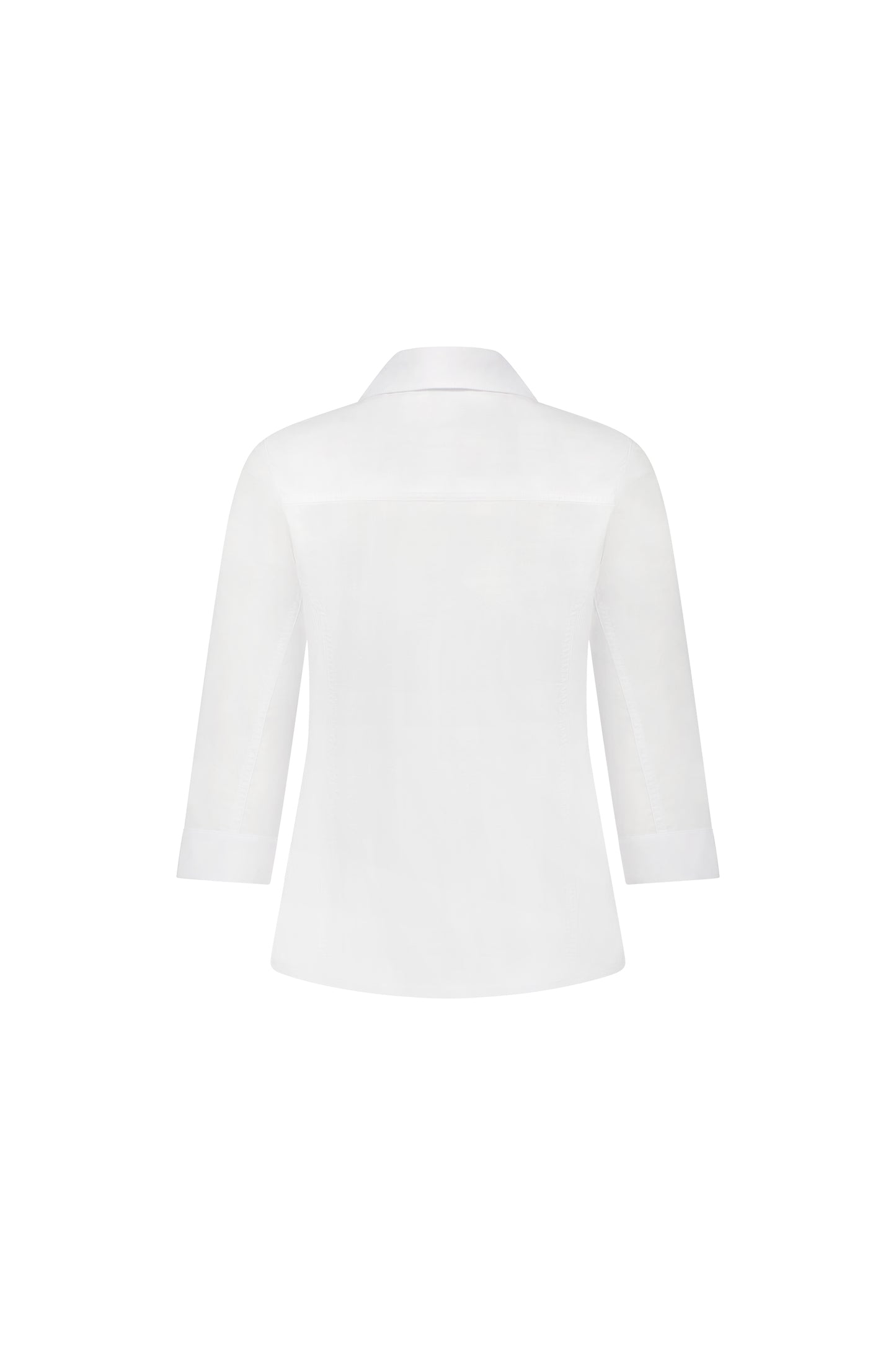 White Plain Button Up Shirt with Rib Panels