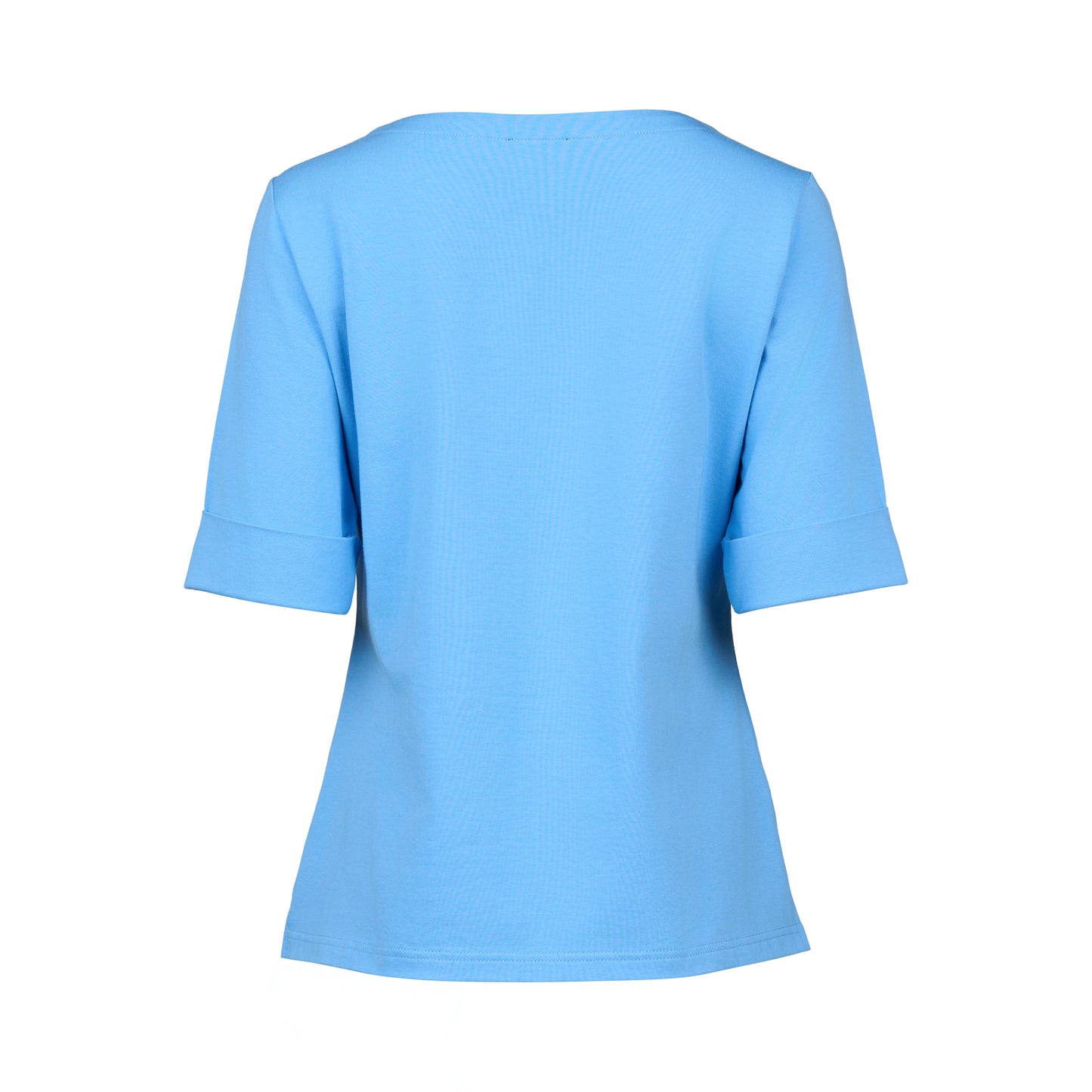 Sky Boat Neck Top with Cuffed Sleeve