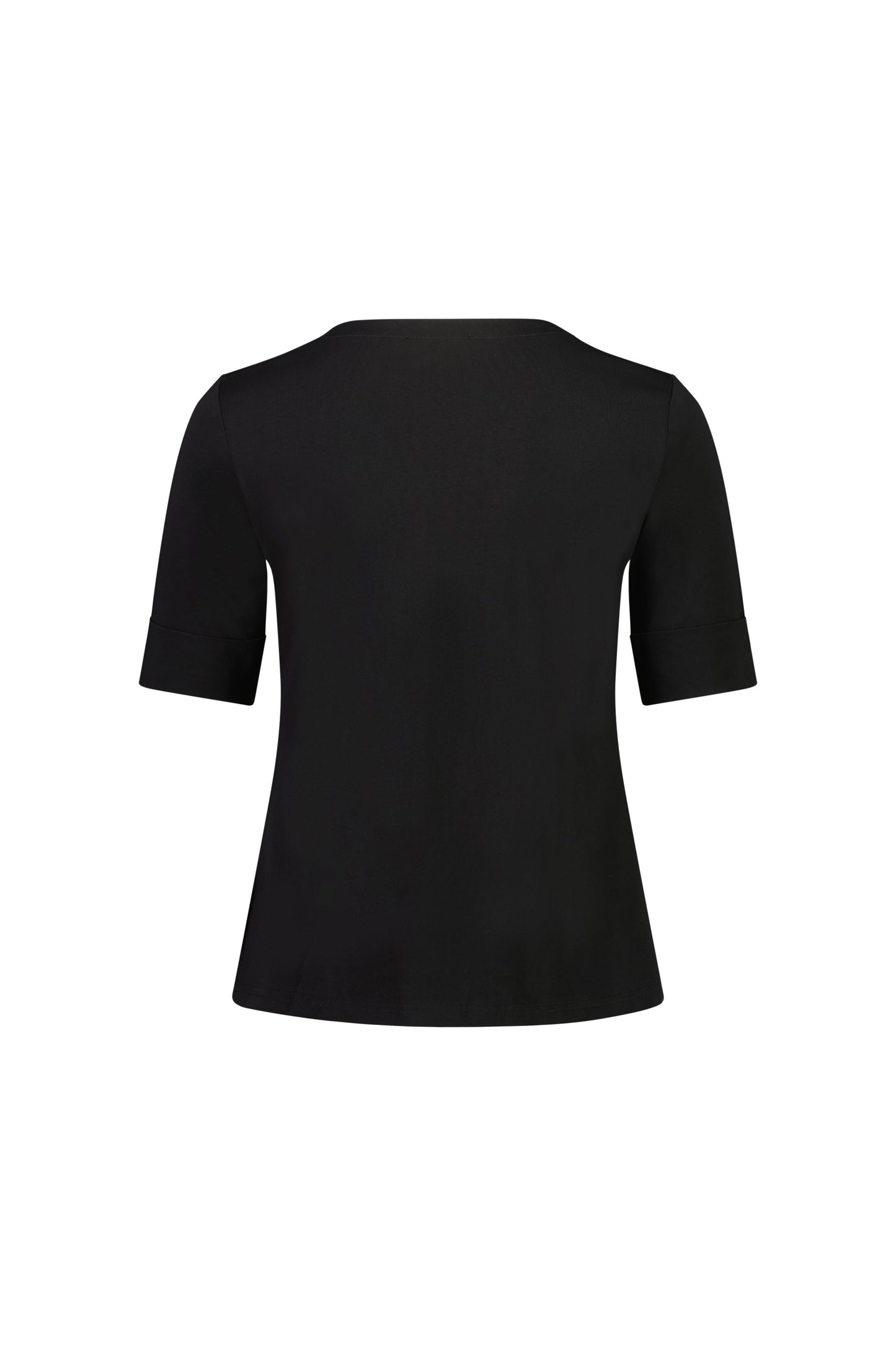 Black V-Neck Top with Cuffed Sleeve
