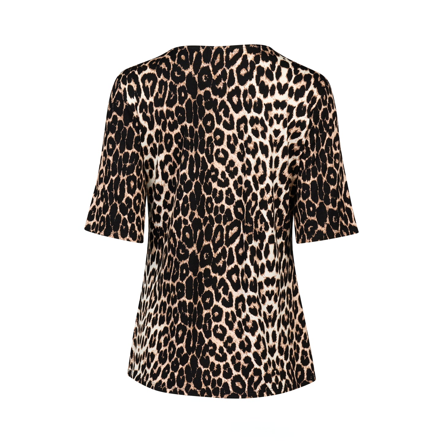 Leopard 3/4 Sleeve Round Neck Knit Top