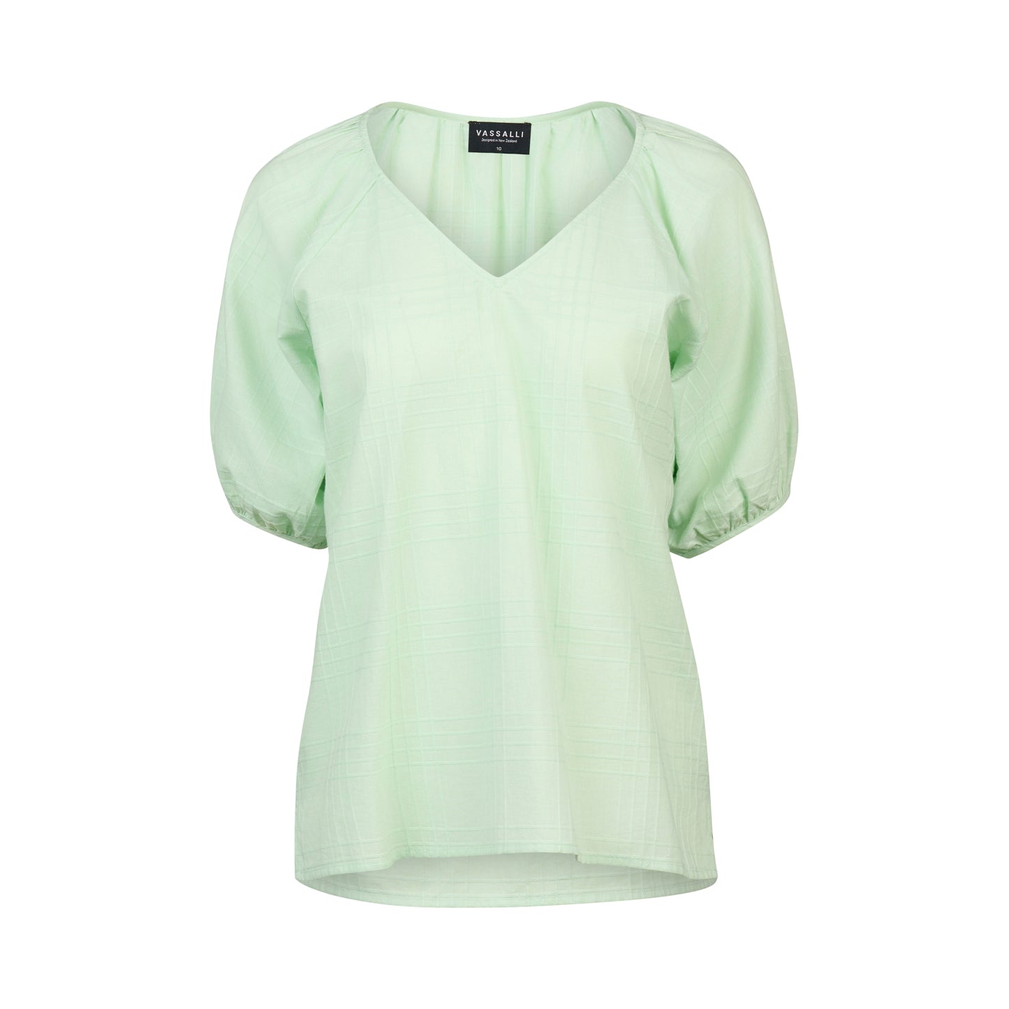 Mint Plain V Neck Top with Floaty Sleeve
