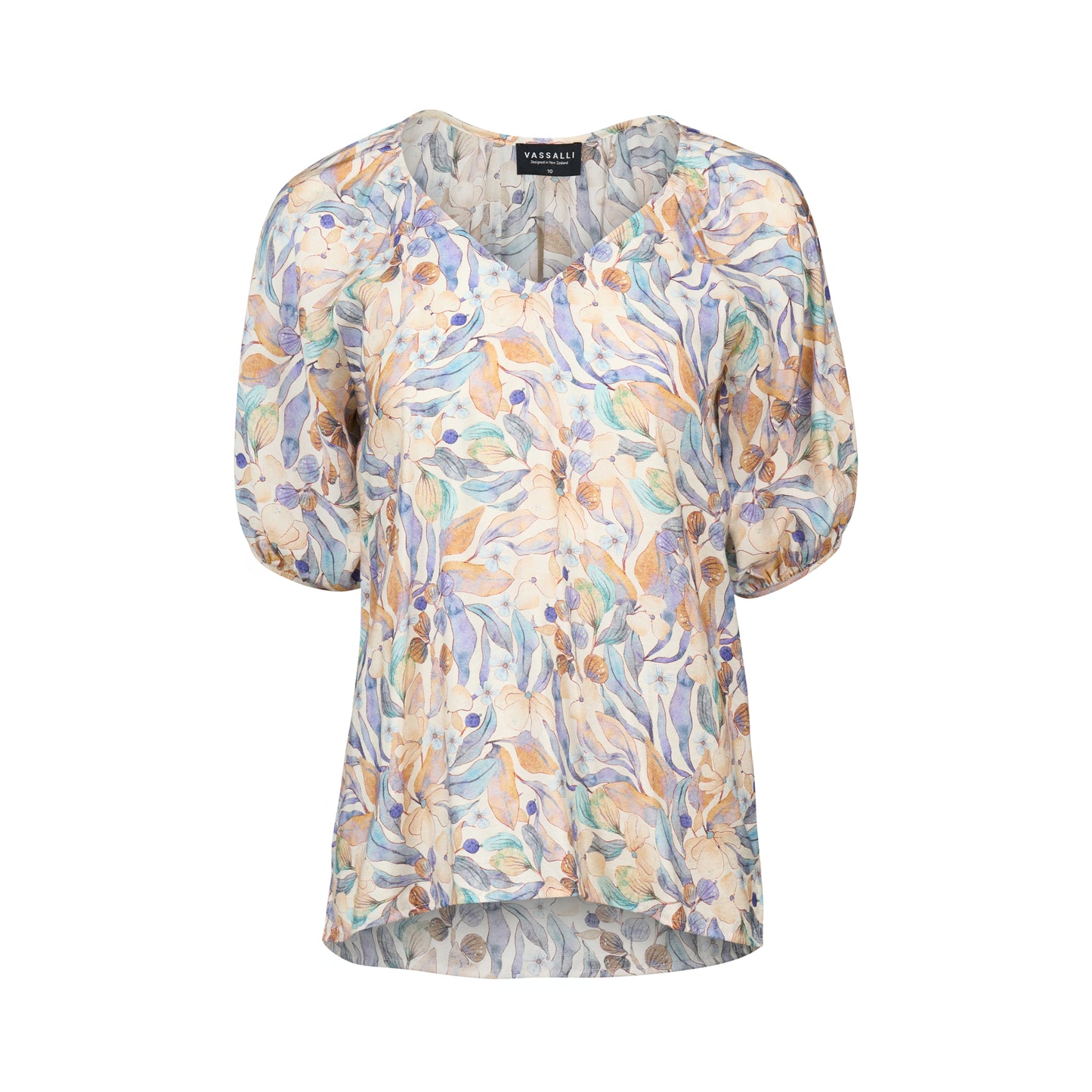 Amalfi Printed V-Neck Top with Floaty Sleeve