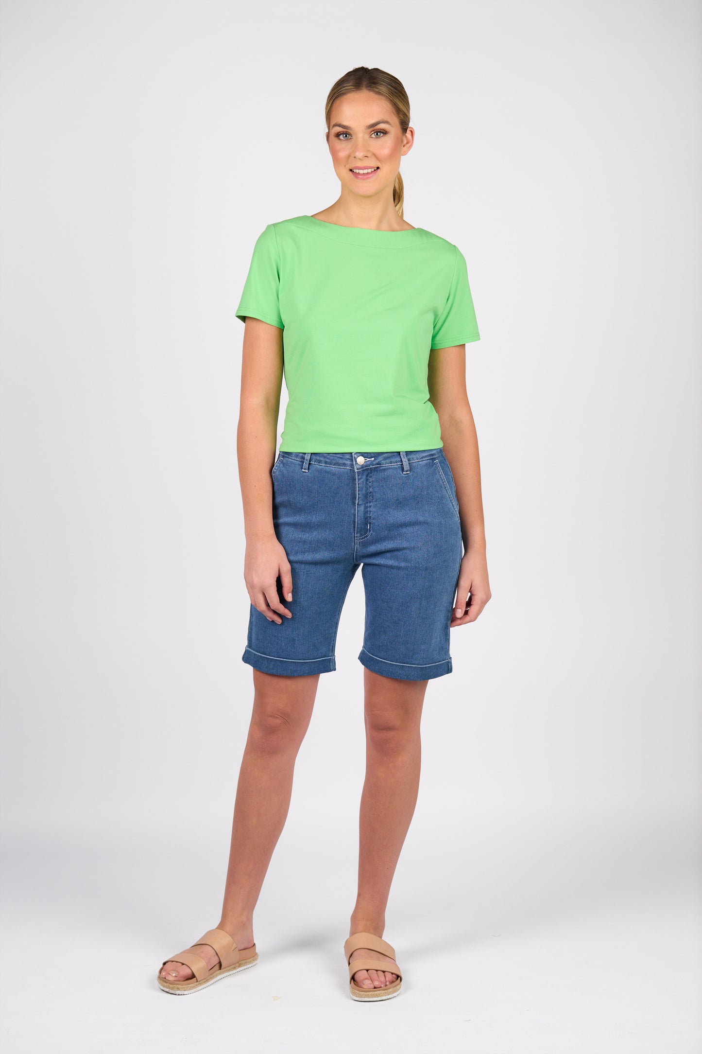 Blue Hue Slim Leg Above Knee Short