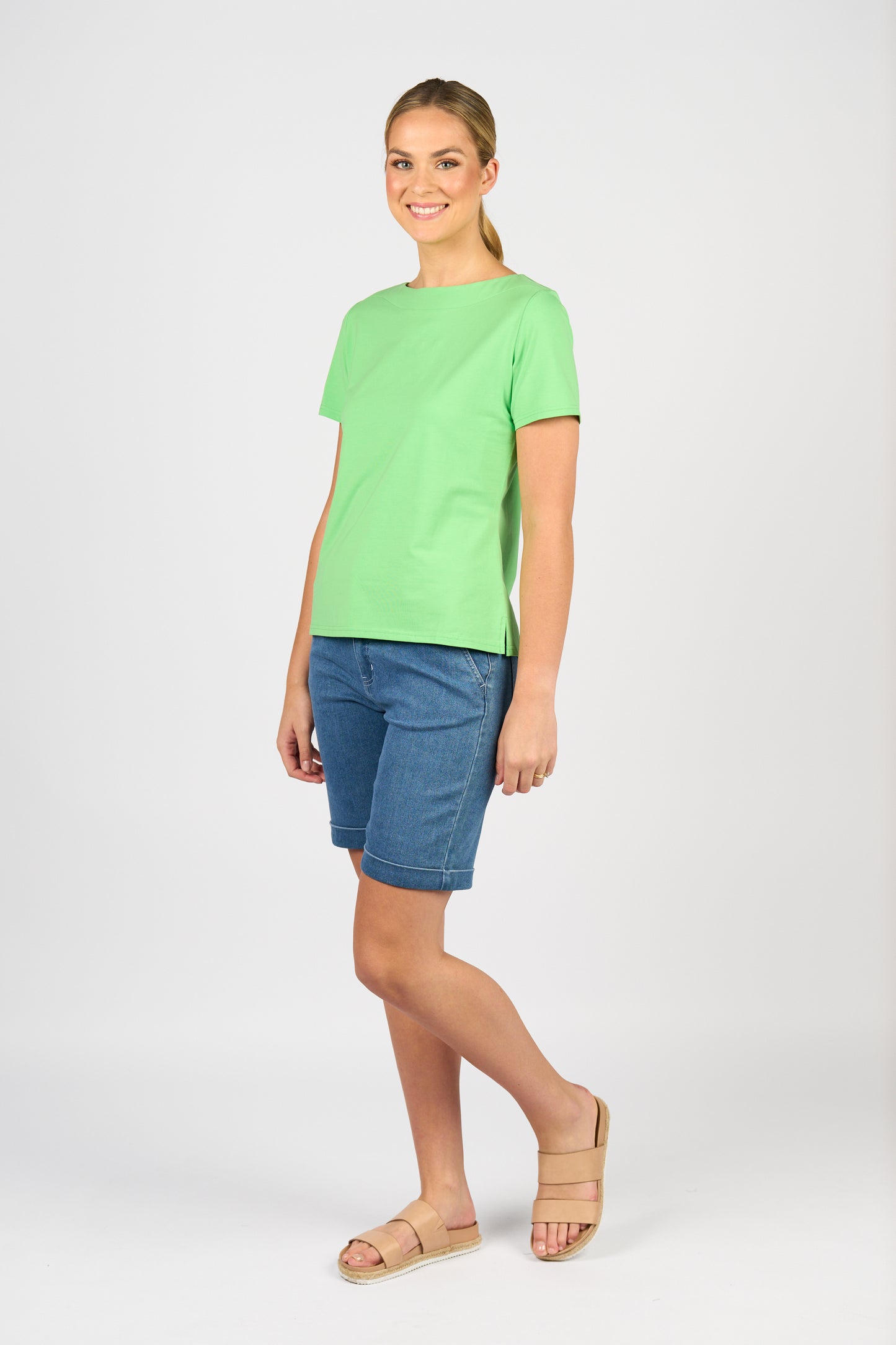 Blue Hue Slim Leg Above Knee Short