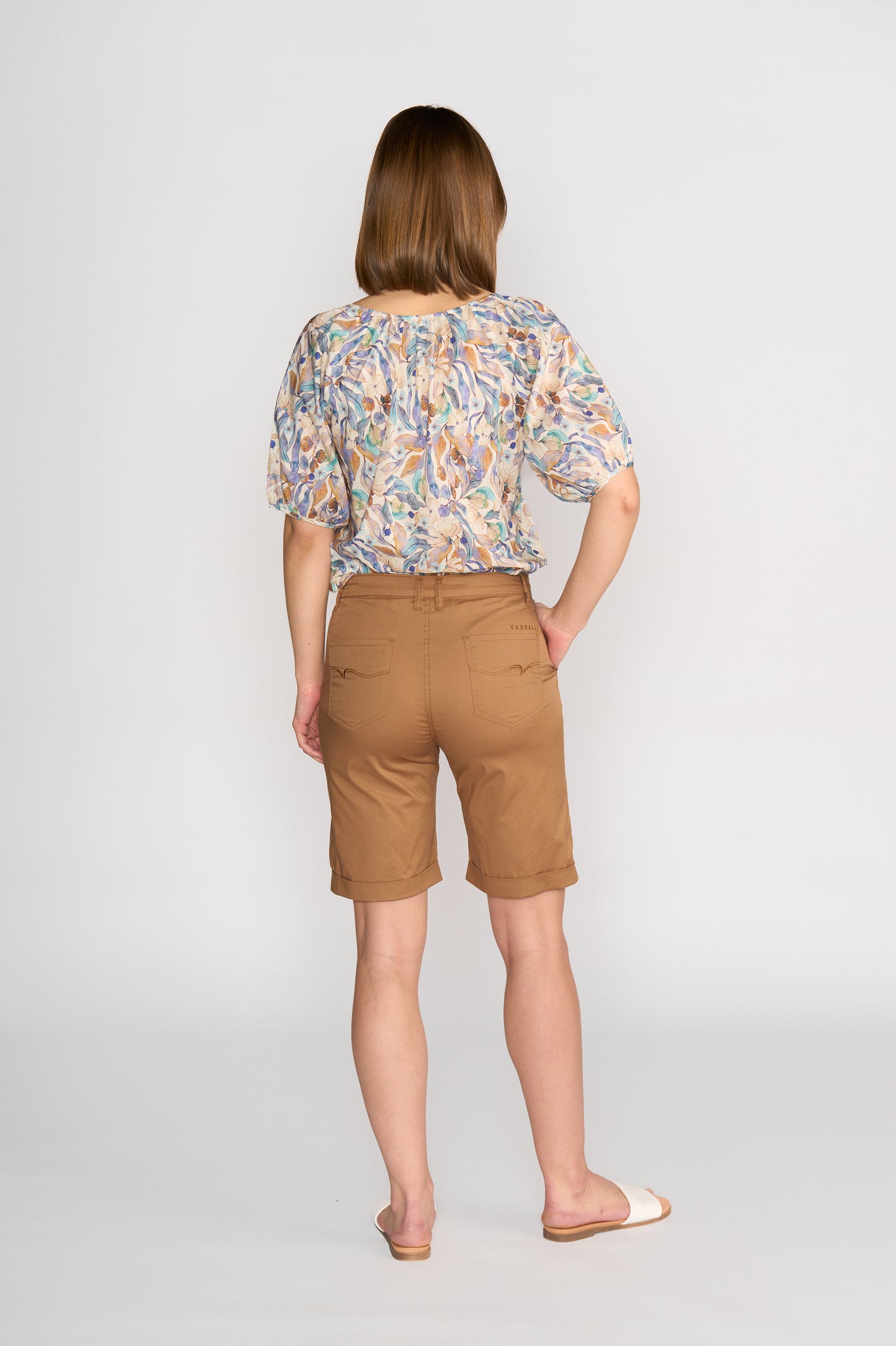 Pecan Slim Leg Above Knee Short