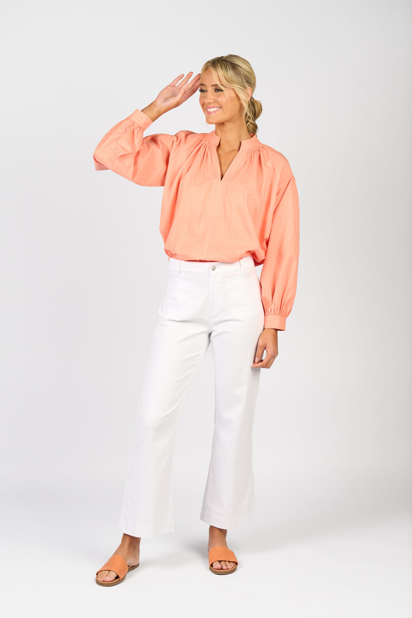 White Denim Straight Leg Ankle Grazer Jean with Front Patch Pockets