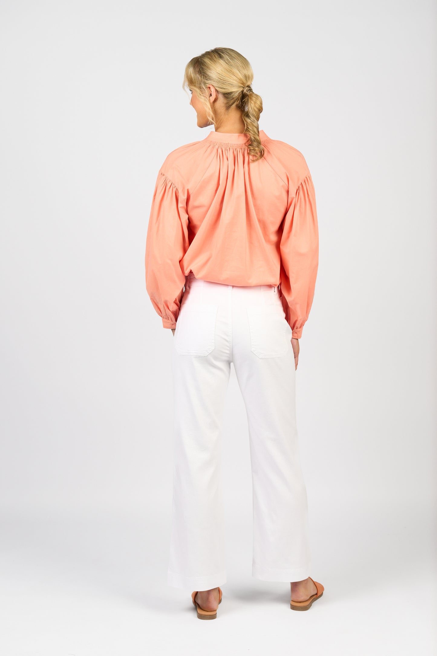 White Denim Straight Leg Ankle Grazer Jean with Front Patch Pockets