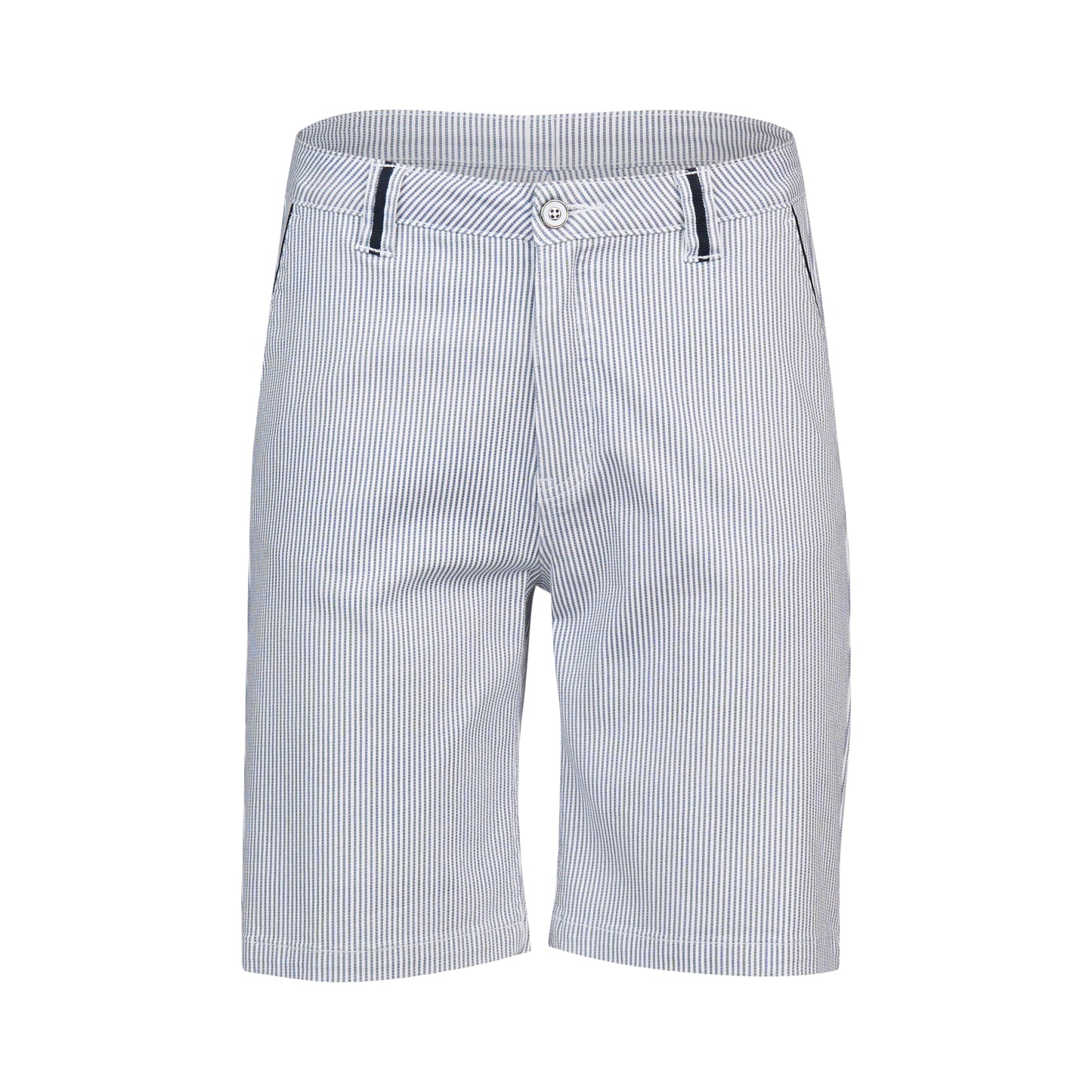 Ink/White Stripe Slim Leg Above Knee Short with Contrast Trim