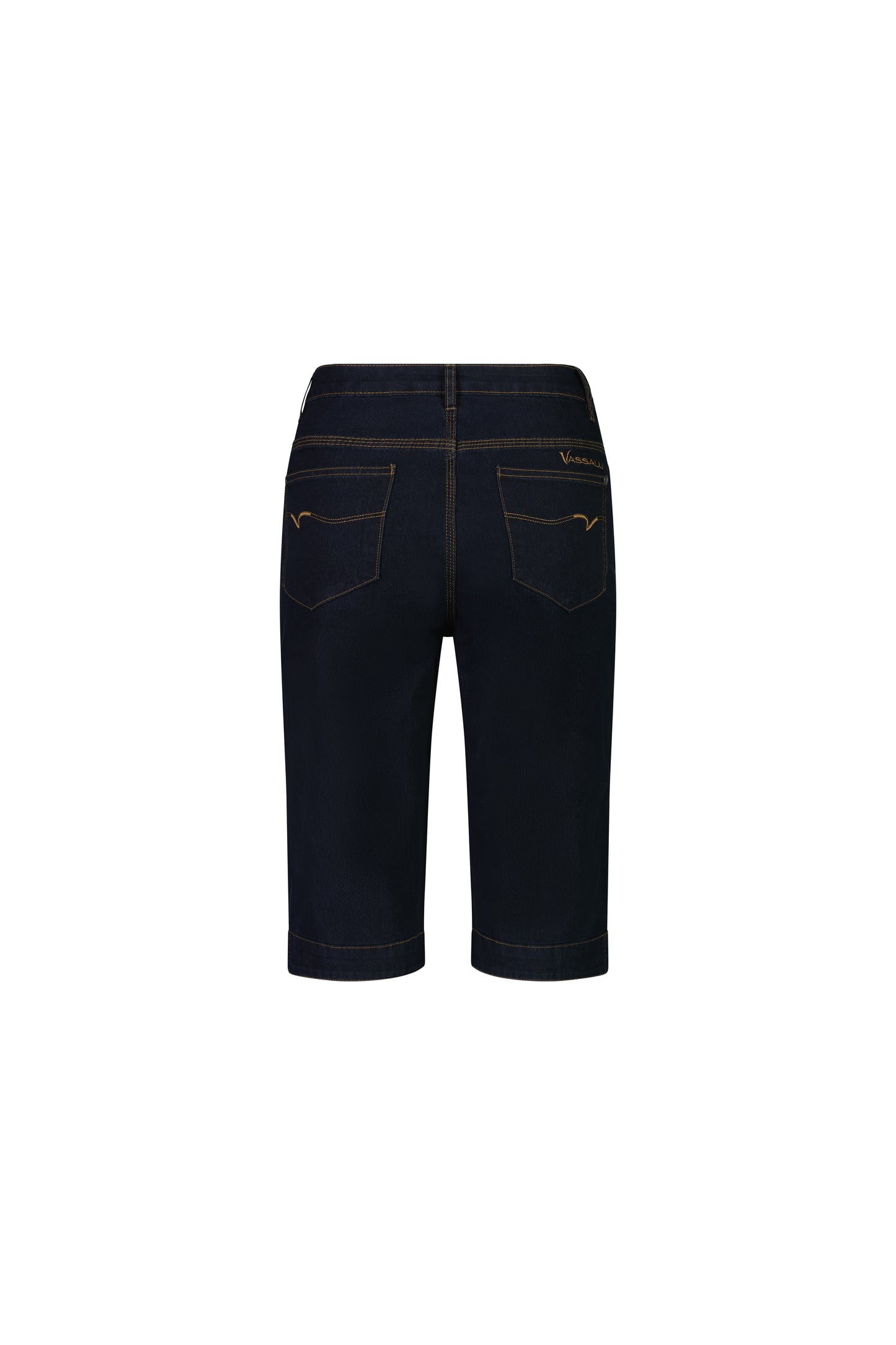 Indigo Denim Straight Leg Contrast Stitch Denim Short