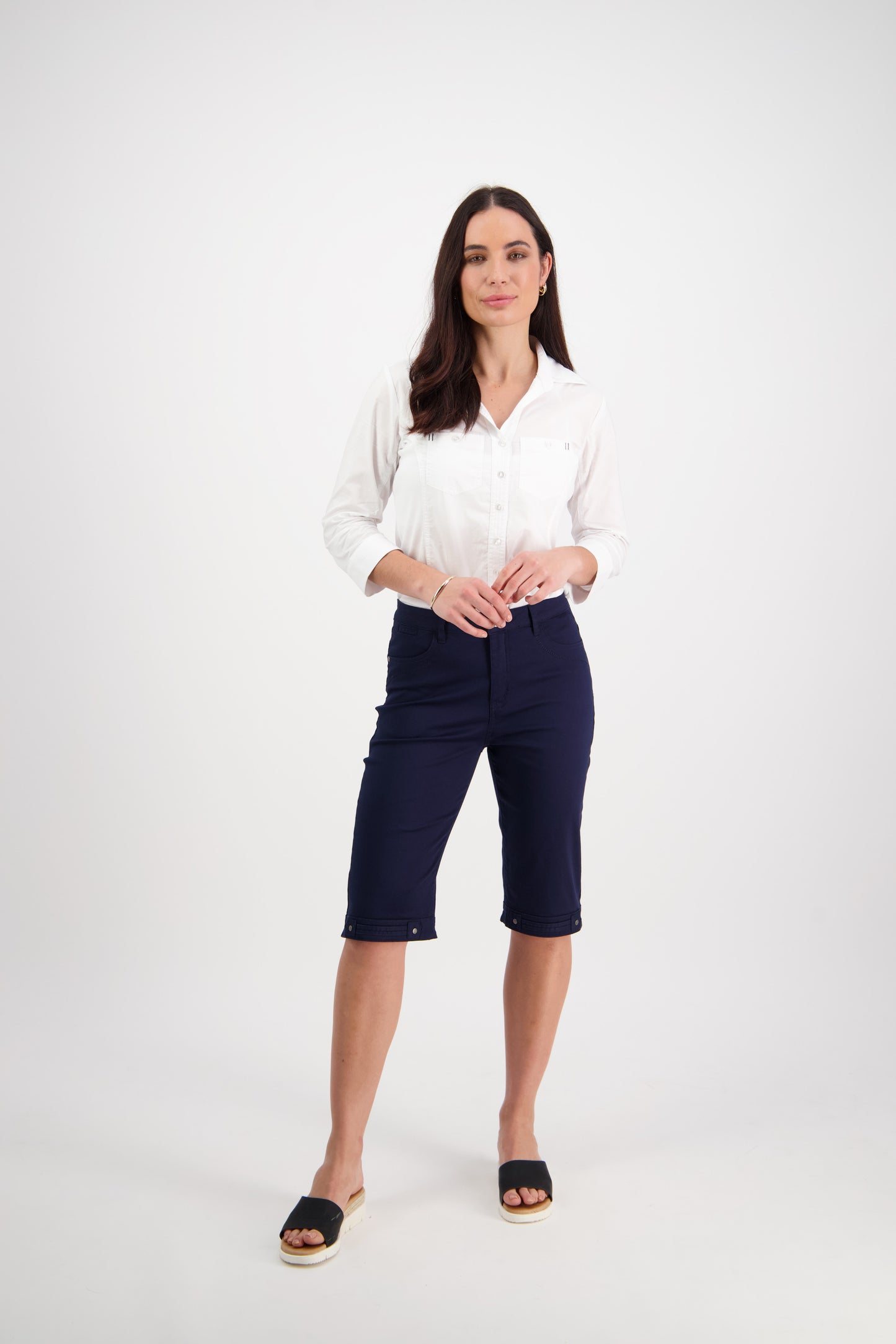 Navy Plain Lightweight Straight Leg Short