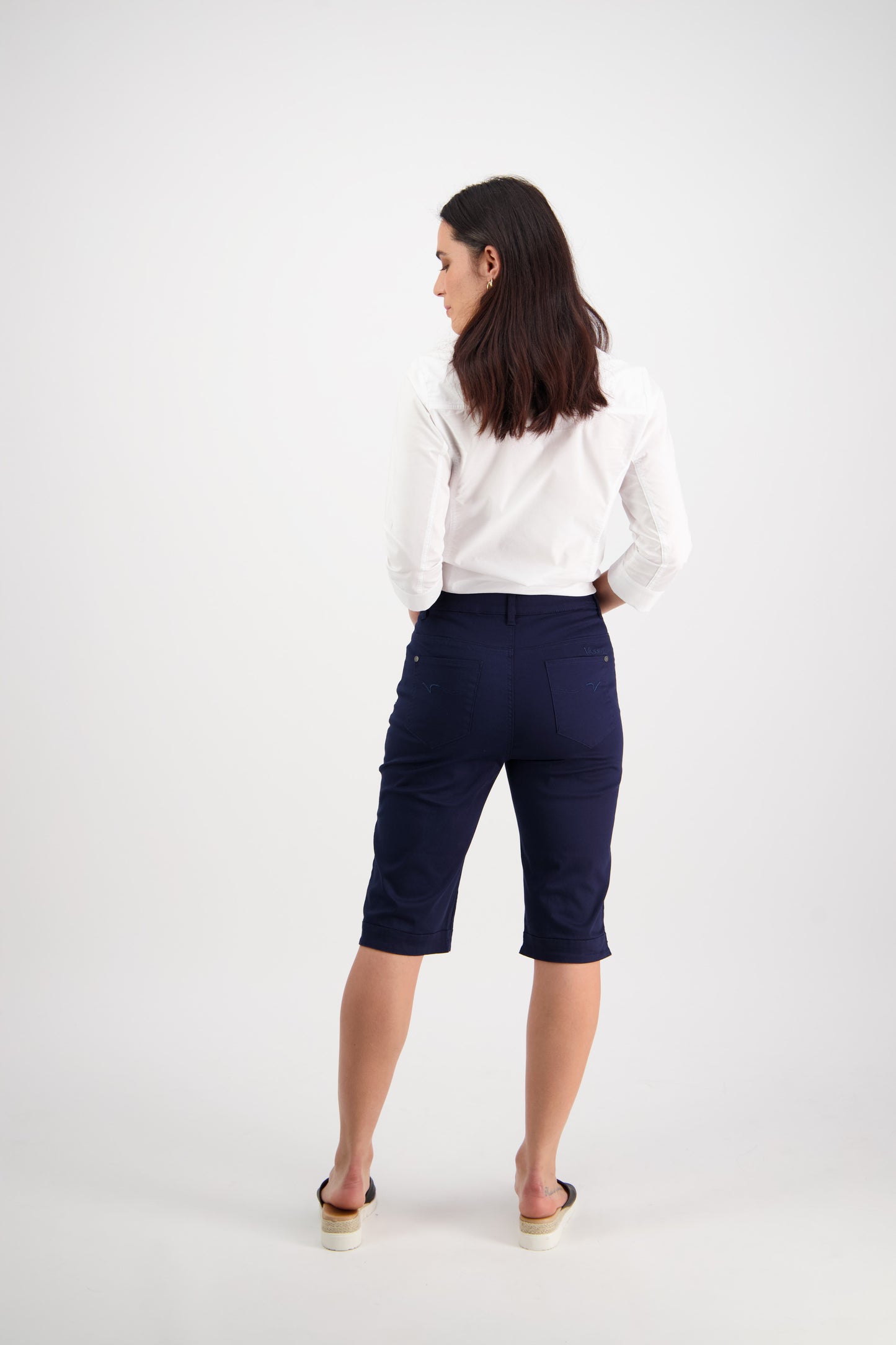 Navy Plain Lightweight Straight Leg Short