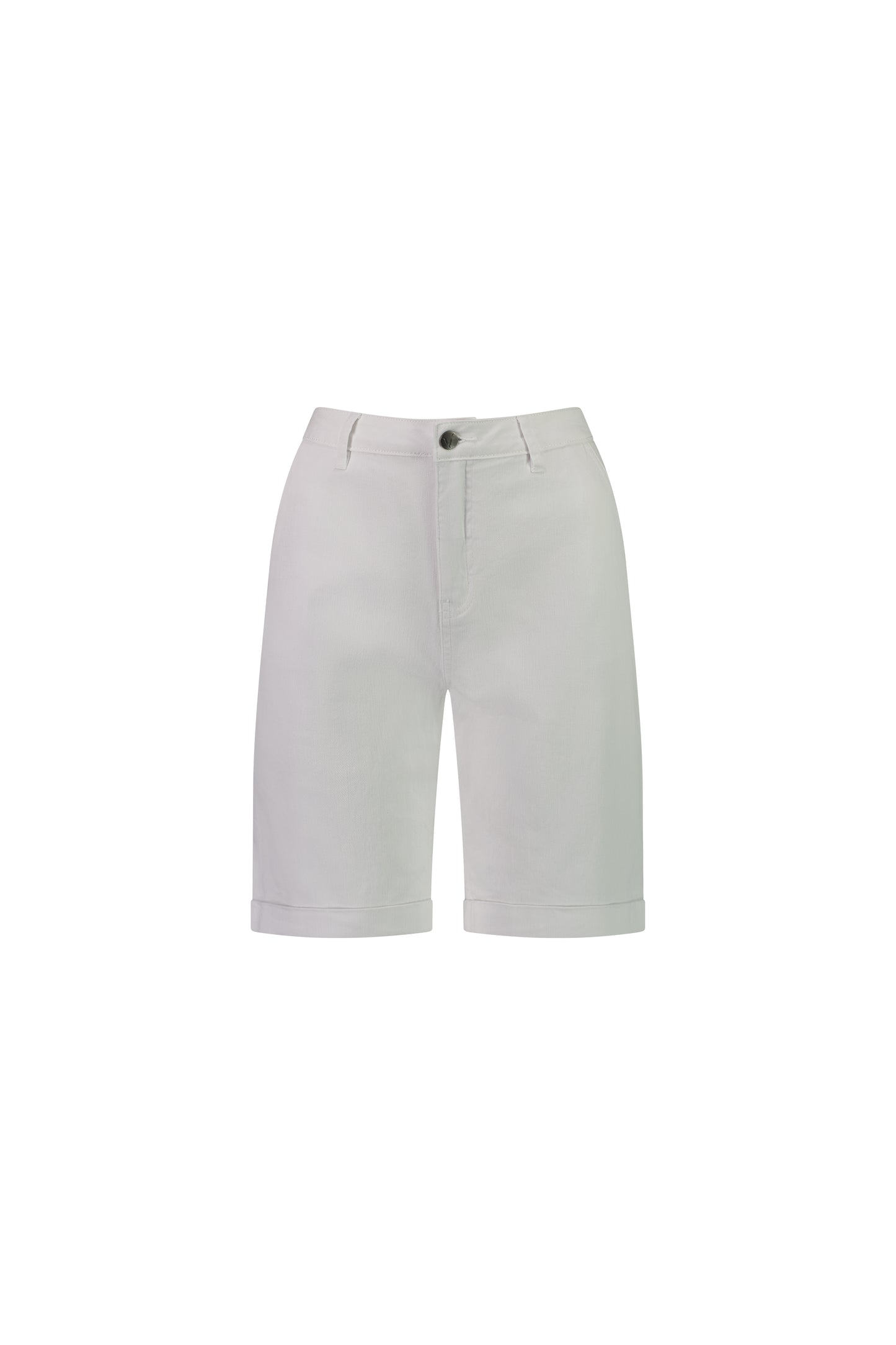 Slim Leg Above Knee White Denim Short