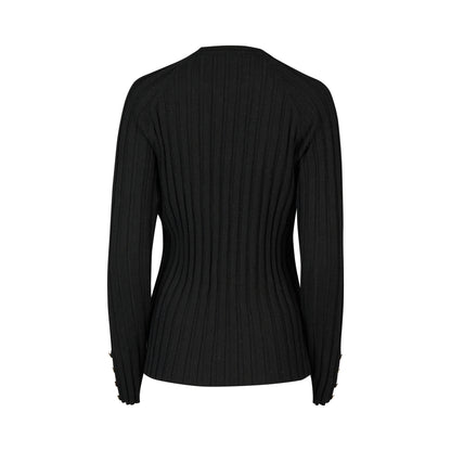 Black Ribbed Knit Jumper