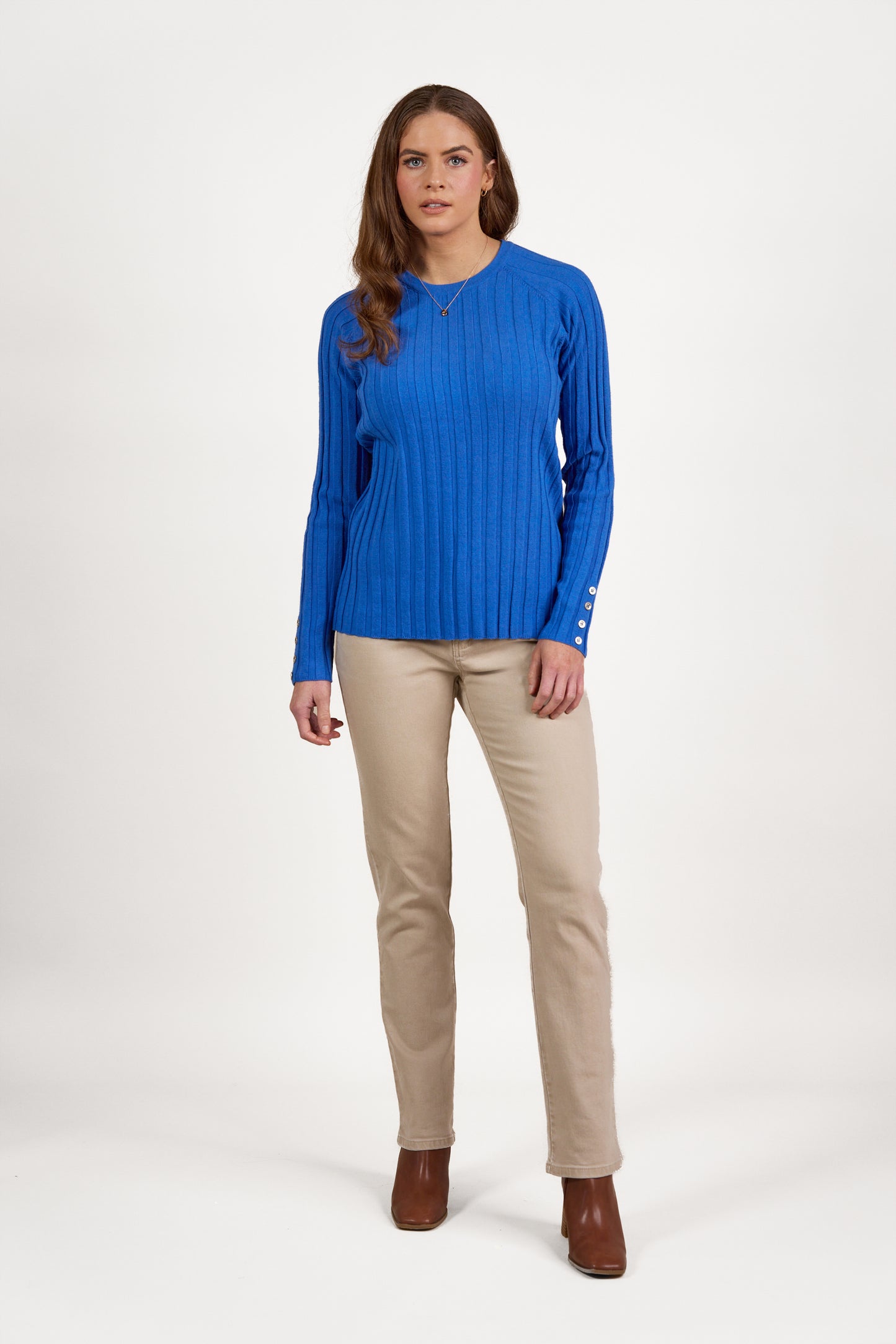 Electric Blue Ribbed Knit Jumper