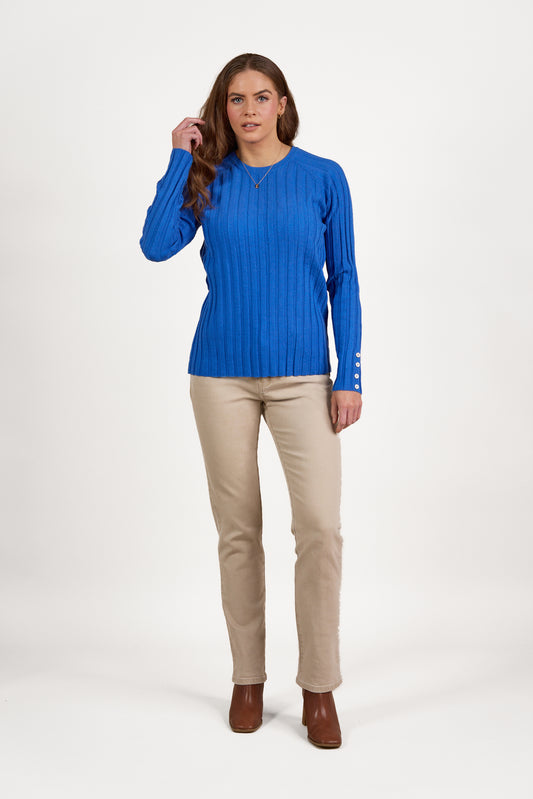 Electric Blue Ribbed Knit Jumper