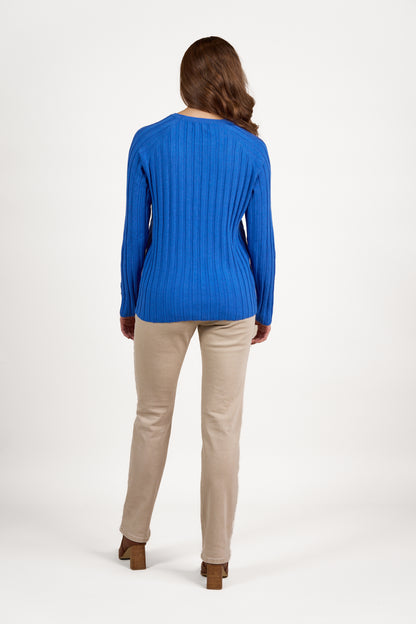 Electric Blue Ribbed Knit Jumper