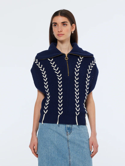 Lace Detail Half Zip Spencer
